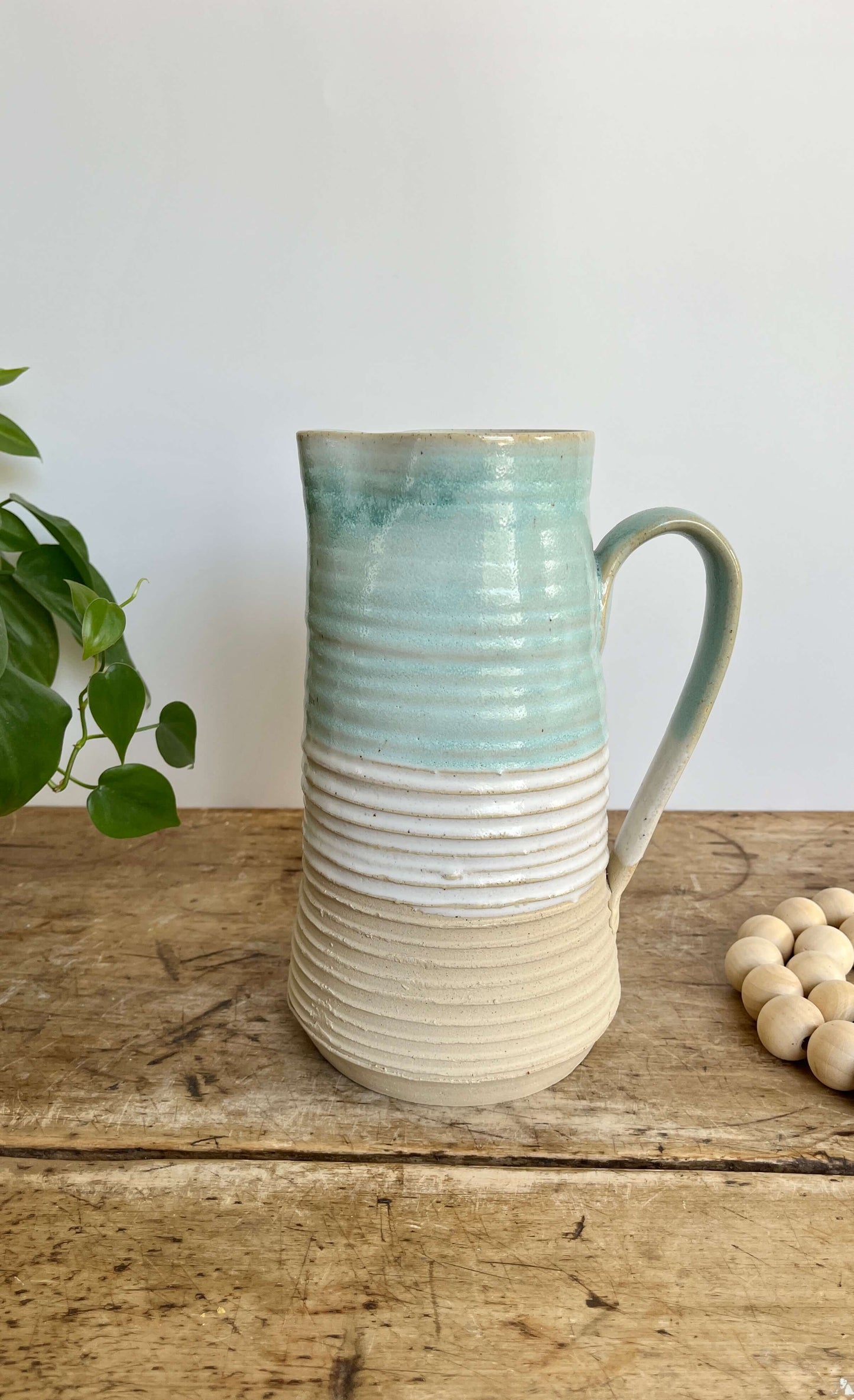 Tall Ceramic Pitcher ~ White