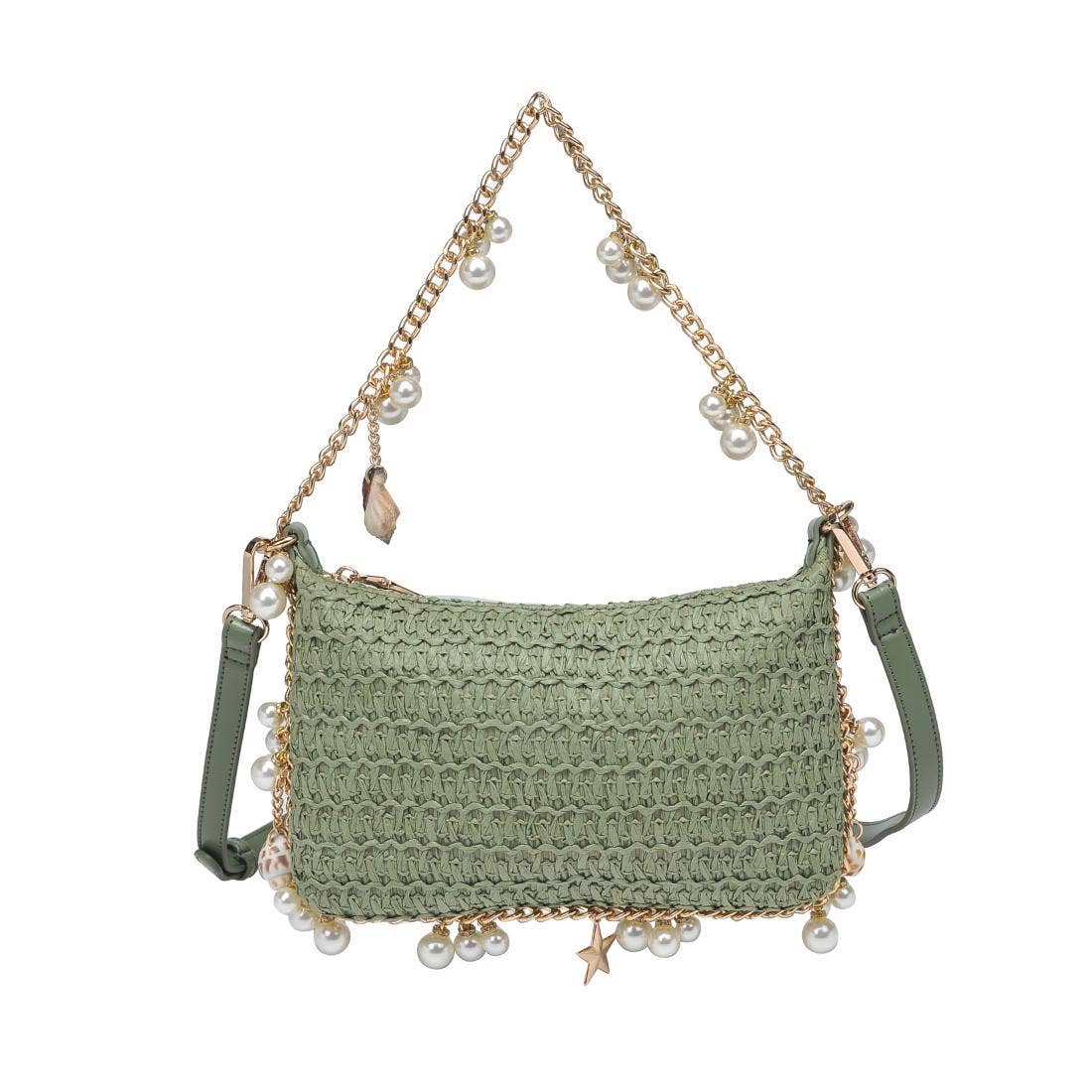 Handwoven Rattan Seashell Crossbody Bag | Coastal Chic Boho  Brand new boho Woven Shell and sequins 
Shoulder Bag in Natural cross body display picture 1