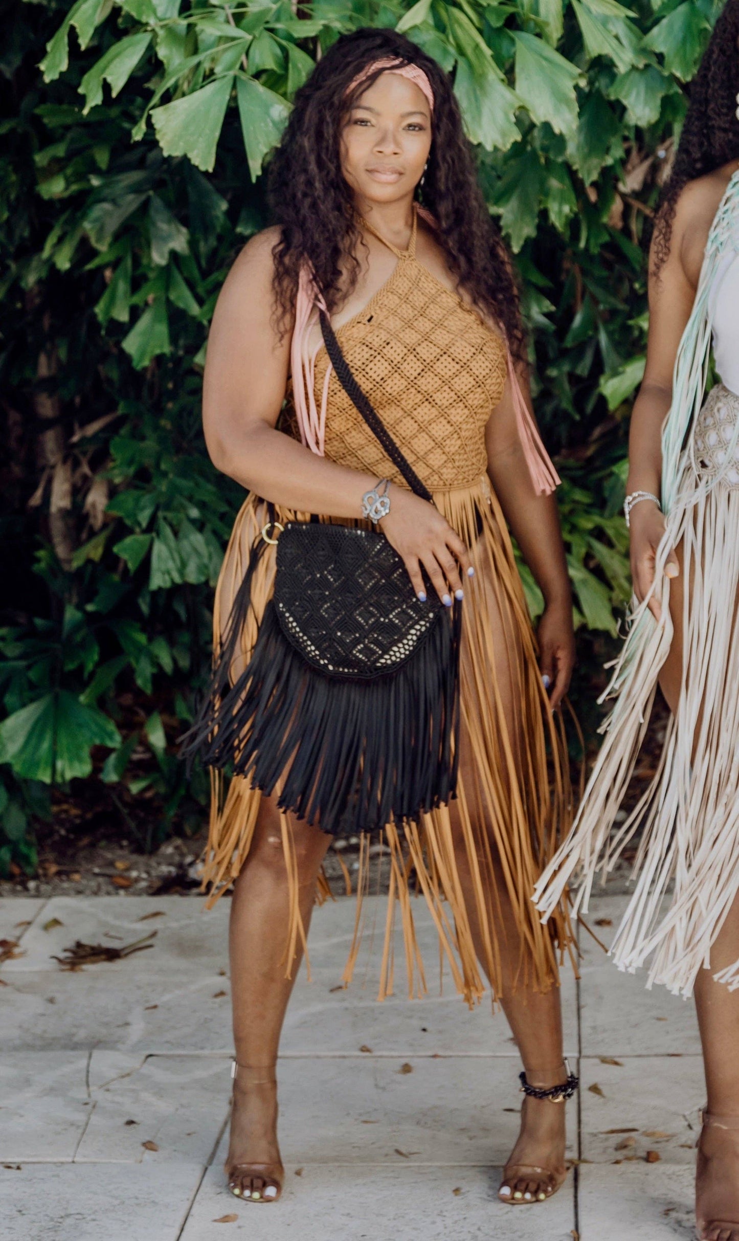 Boho Macrame Fringe Bag | Caramel