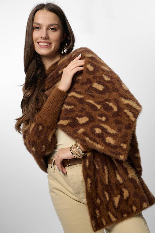 Animal Print Eyelash Knit Cardigan