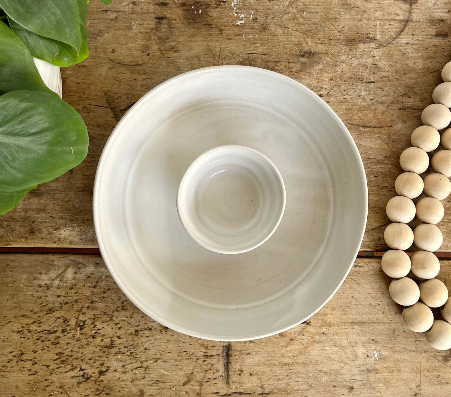Small Ceramic Chip And Dip Tray | White