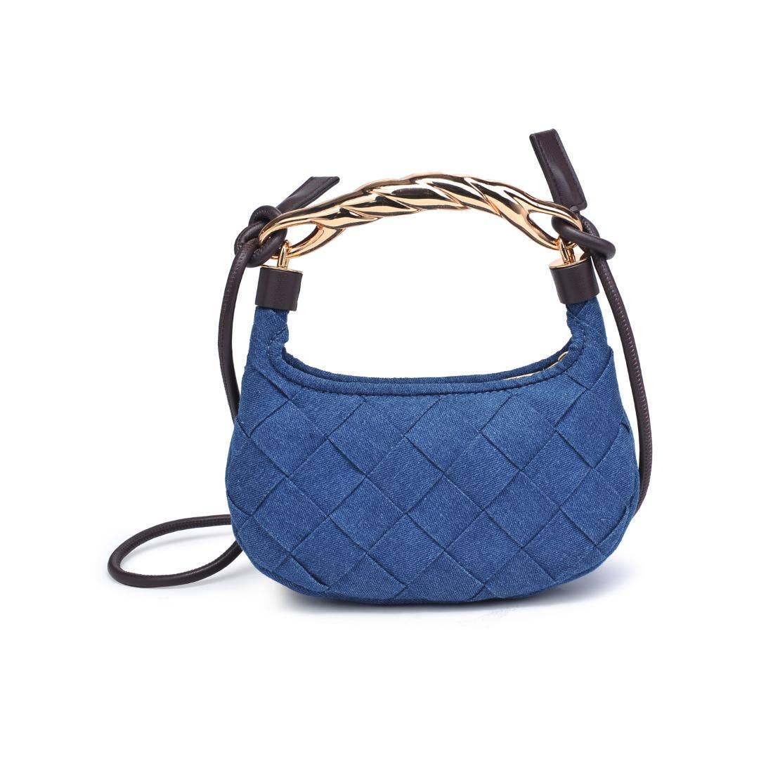 Yvette Woven Crossbody: Denim Brown
