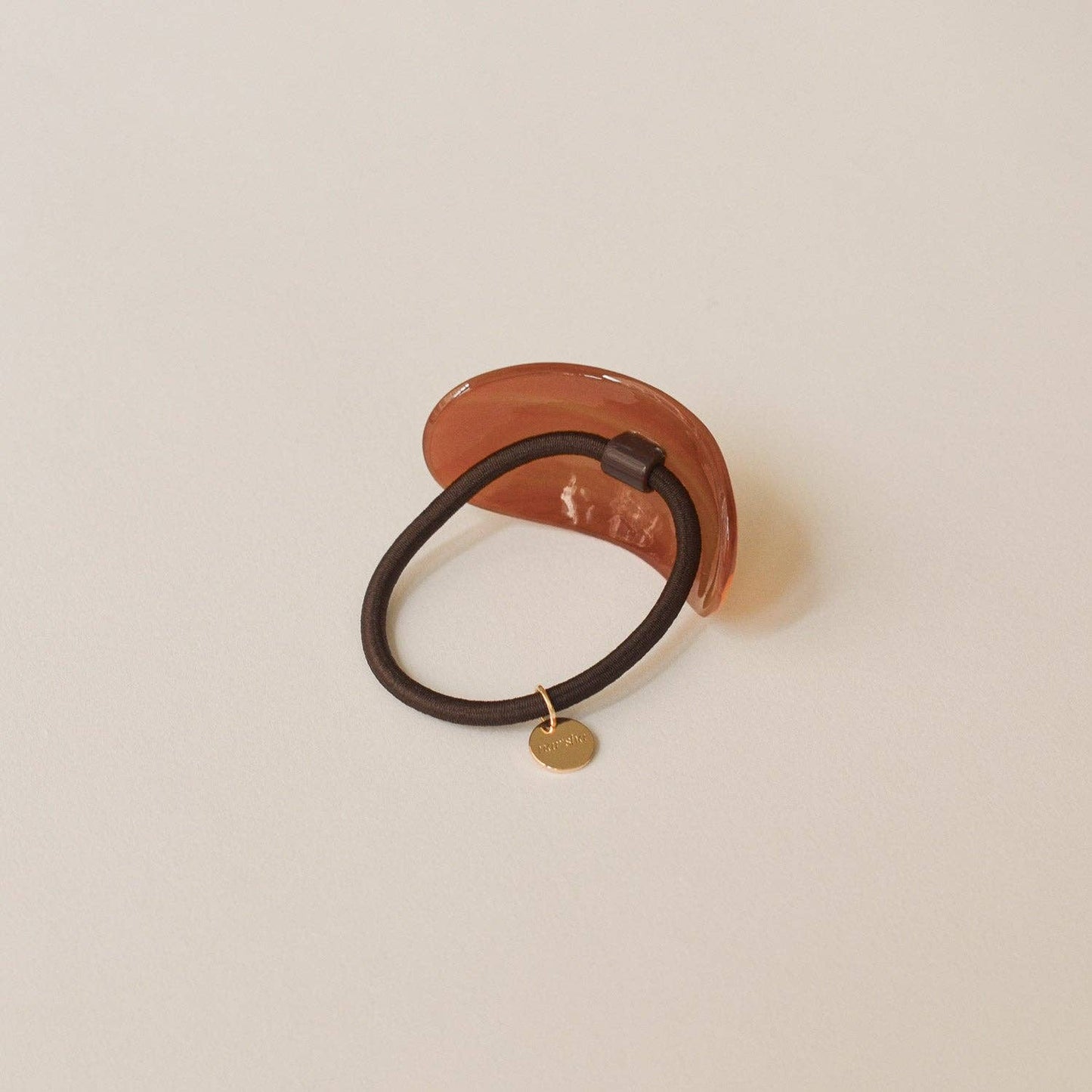 Curved Oval Resin Ponytail Hair Tie | Brown
