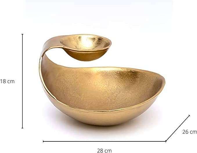 Chip & Dip Serving Bowl | Gold Brass Tiered