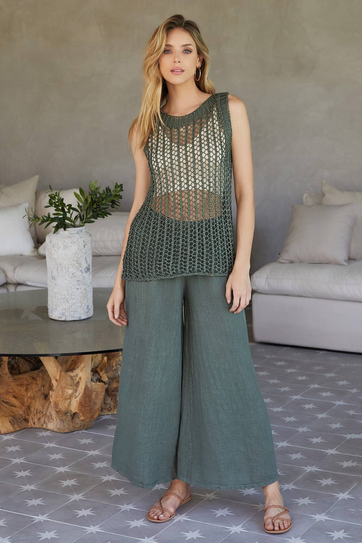 Top | Crochet | Metallic Green
