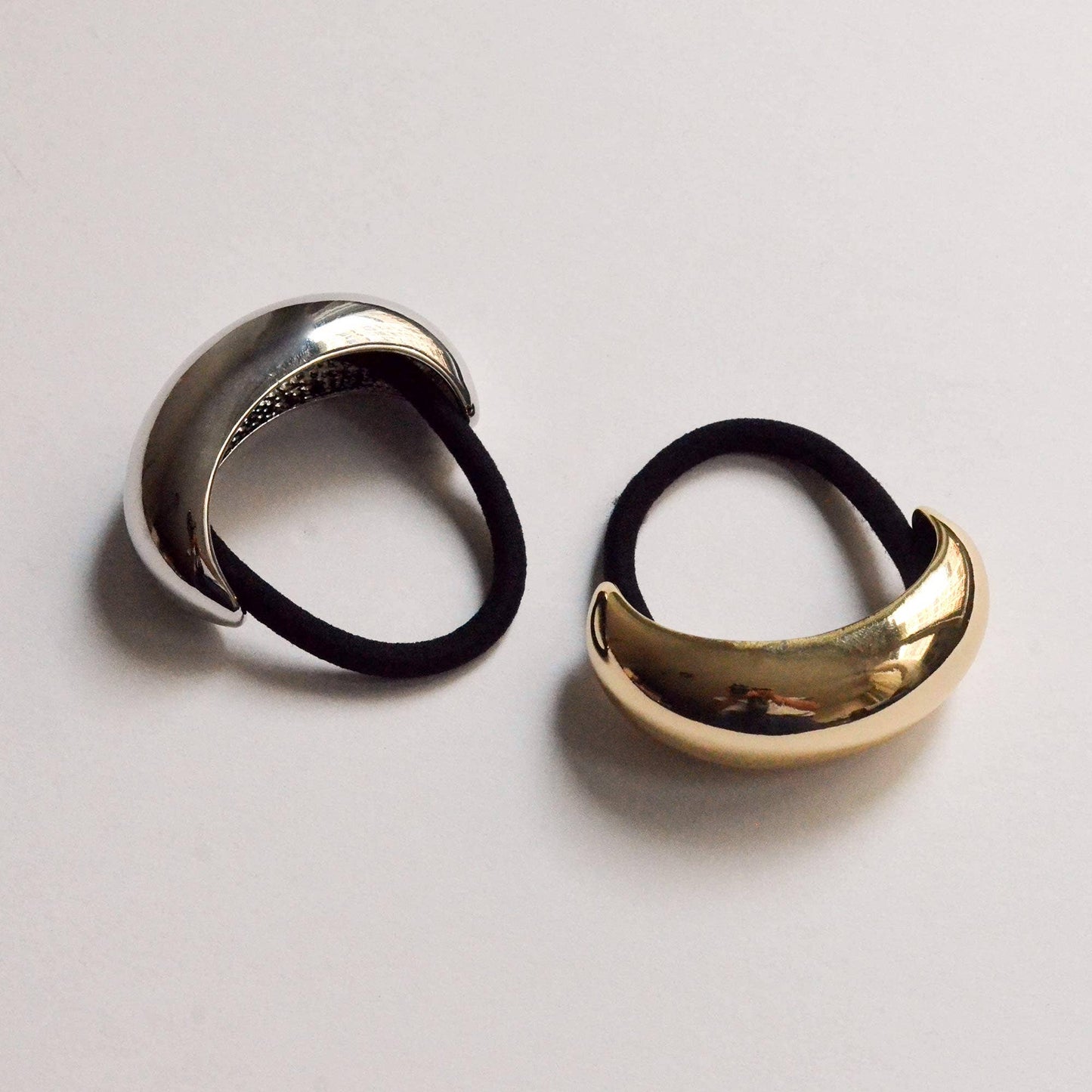 Wide Crescent Metal Ponytail Hair Tie | Silver