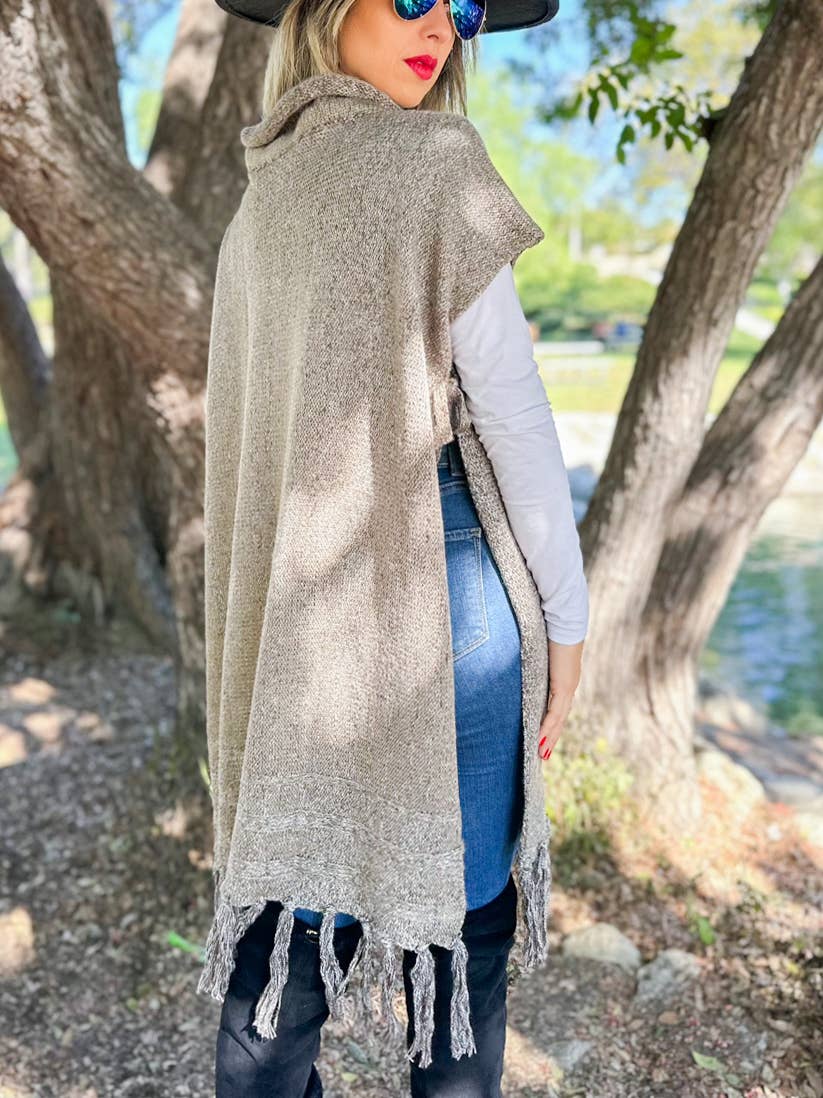 Turtleneck Poncho | Taupe