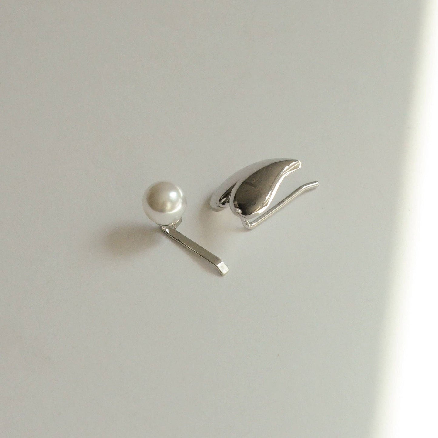 Mini Heart & Pearl Hair Stick Set| Silver