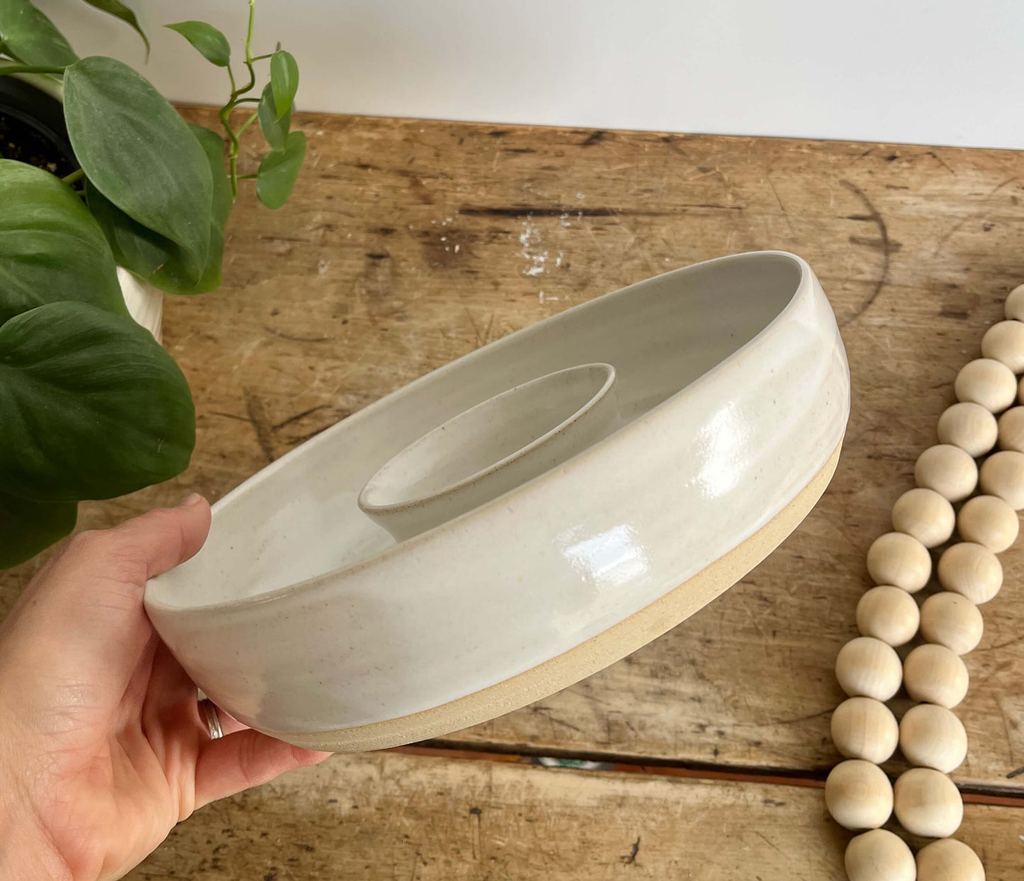 Small Ceramic Chip And Dip Tray | White