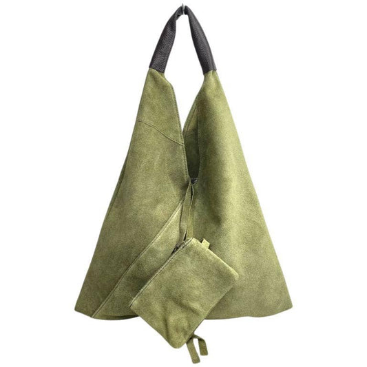 Suede Leather Shoulder Bag | Apple Green