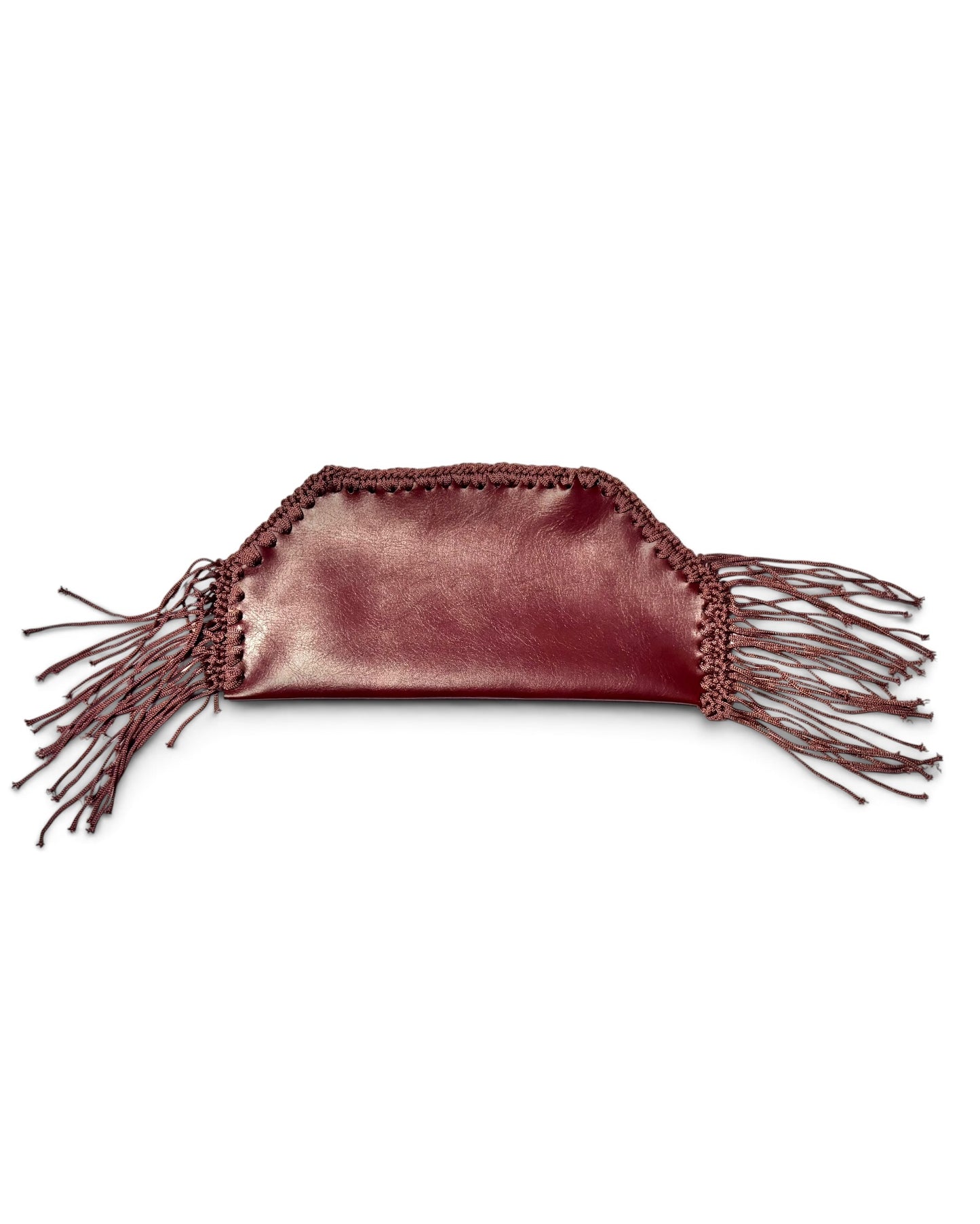 Faux Leather Fringe Clutch | Bordeaux