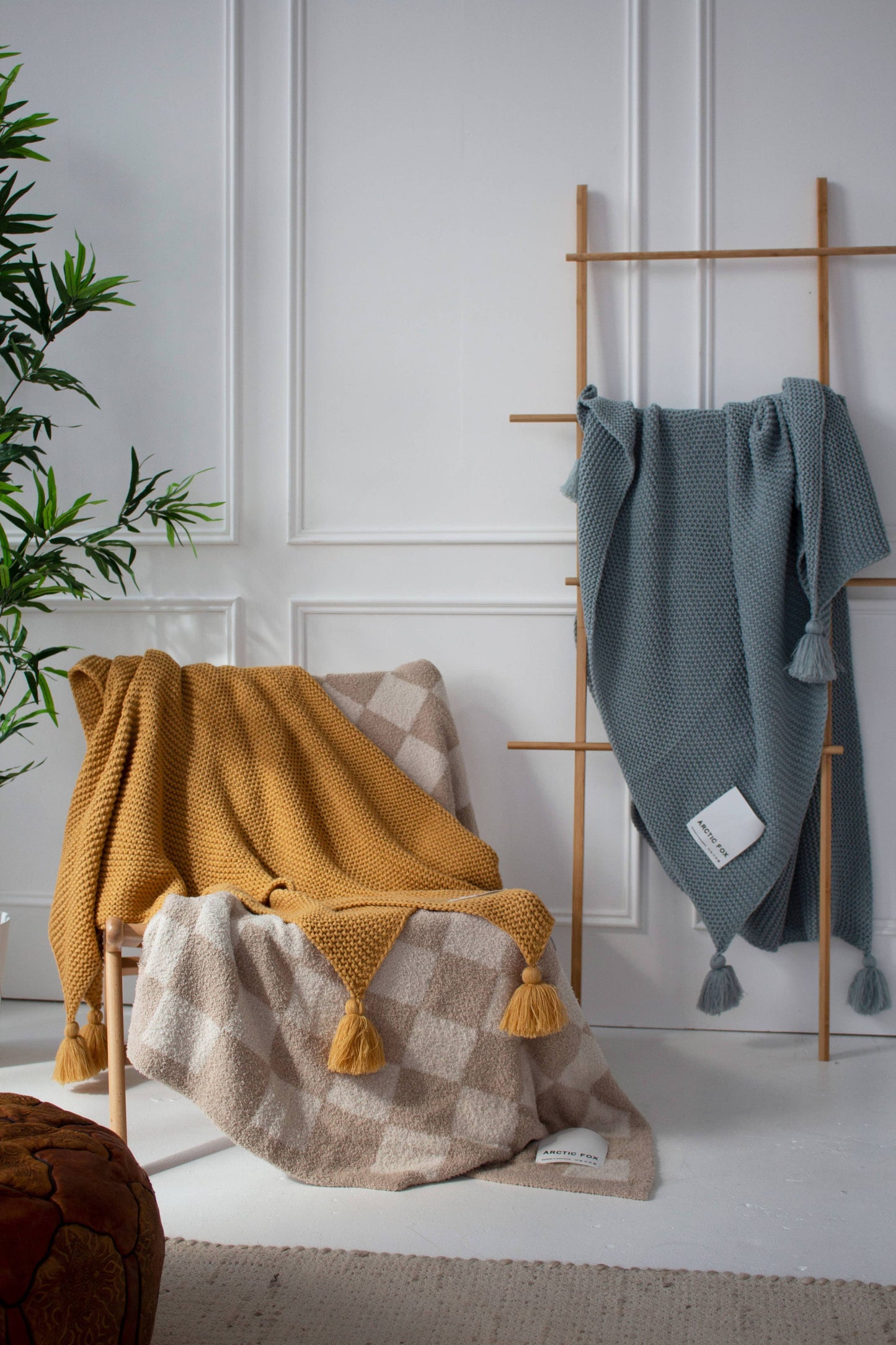 100% Recycled Throw | Beige Check