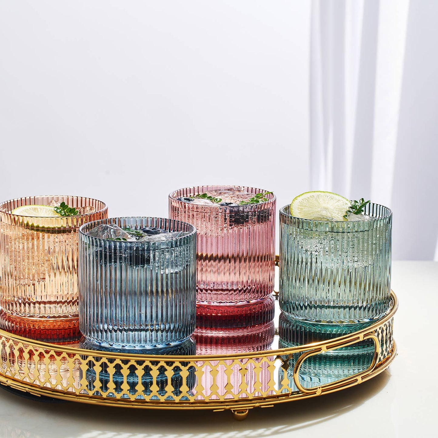 Ribbed Rocks Glasses | Set of 4 | Muted