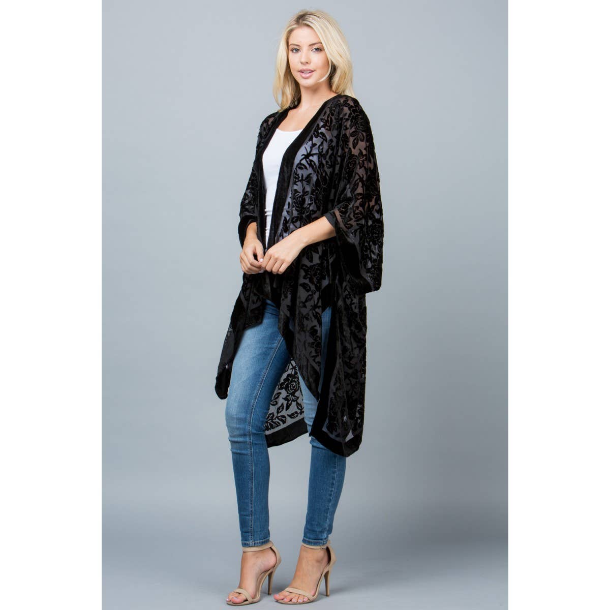 Kimono | Velvet Burnout | Black