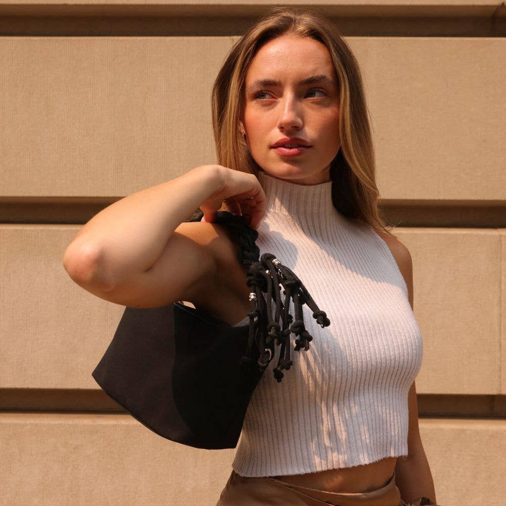 Recycled Vegan Suede Bag | Black