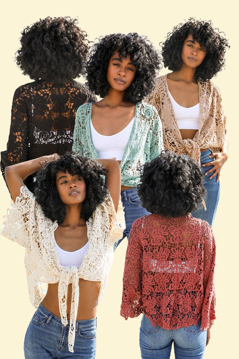 Crochet Kimono Wrap | Black