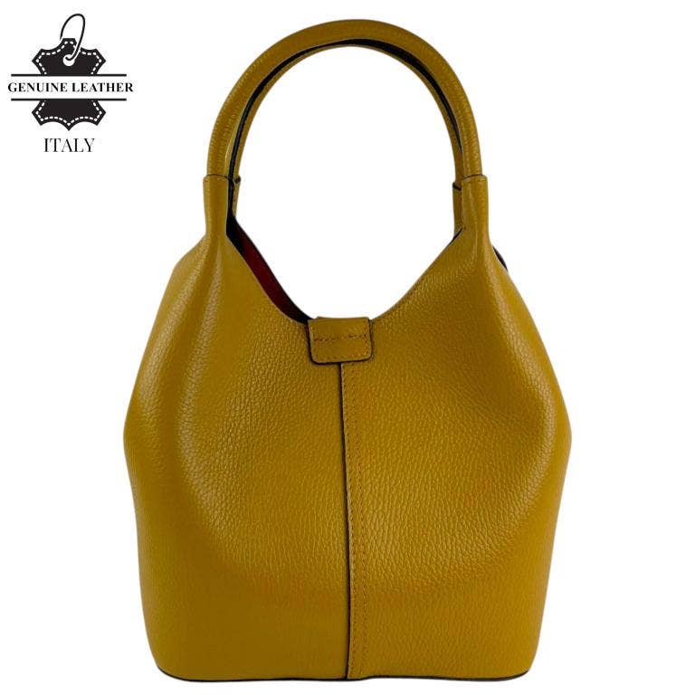 Italian Leather Bucket Style Handbag | Brown