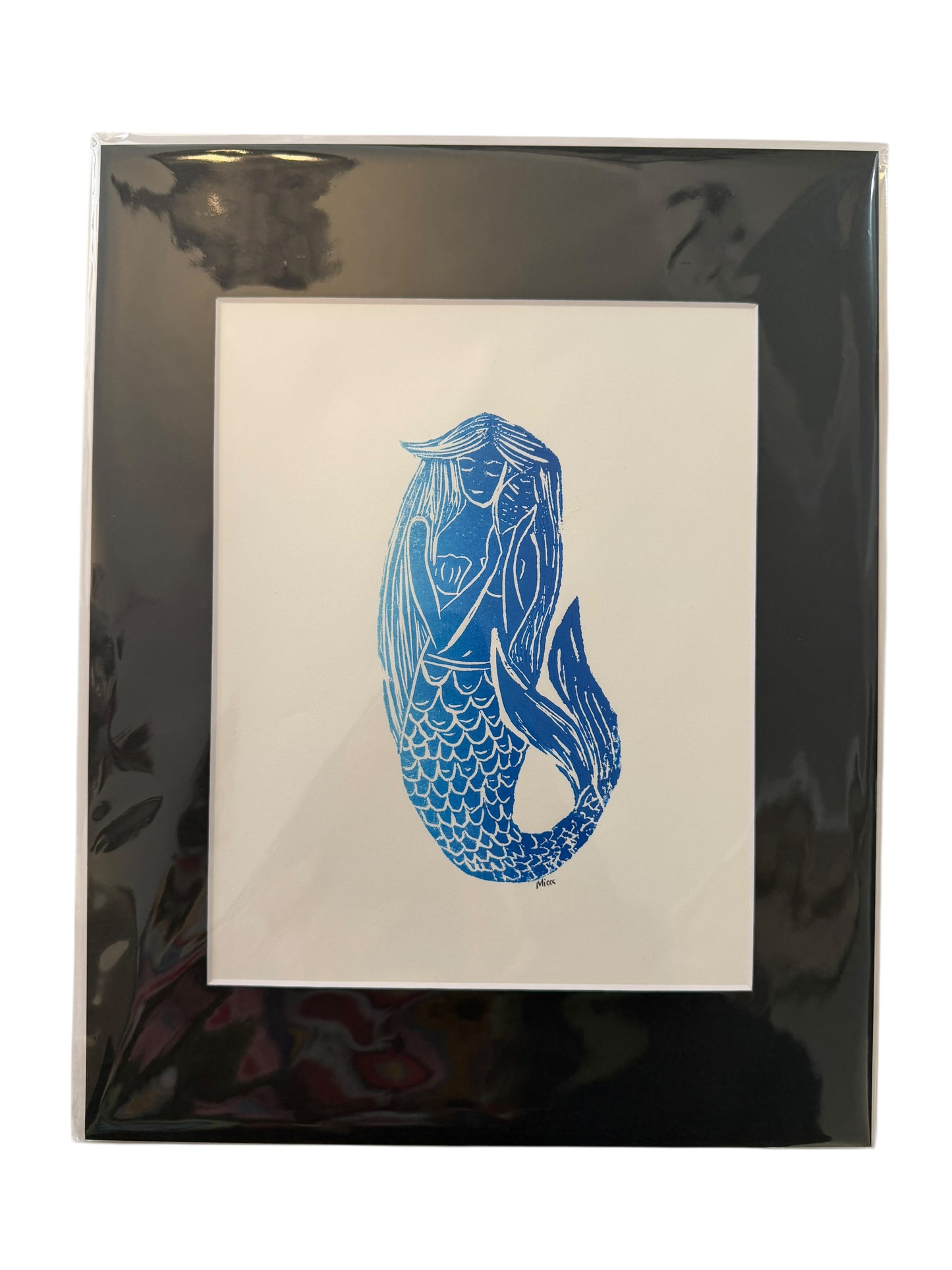 Matted Art Print | Blue Mermaid