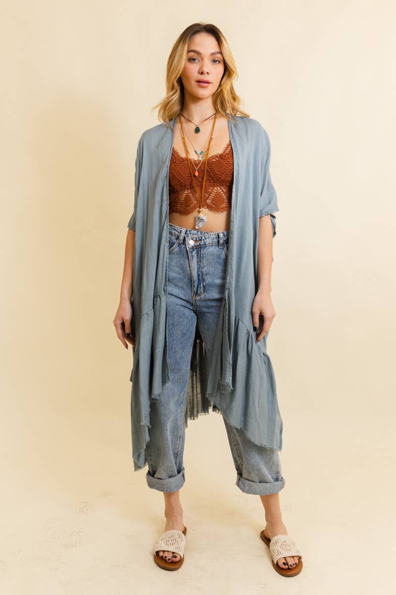 Kimono | Ruffle Edge | Blue