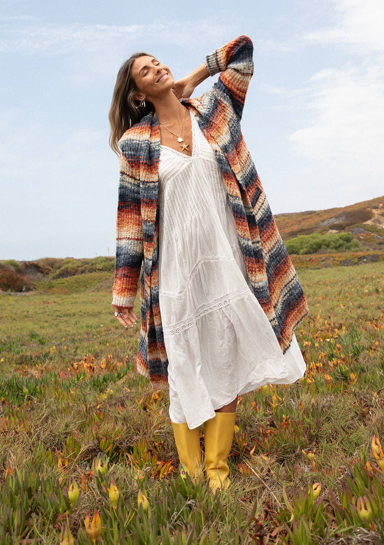 Hooded Sweater | Navy Stripe