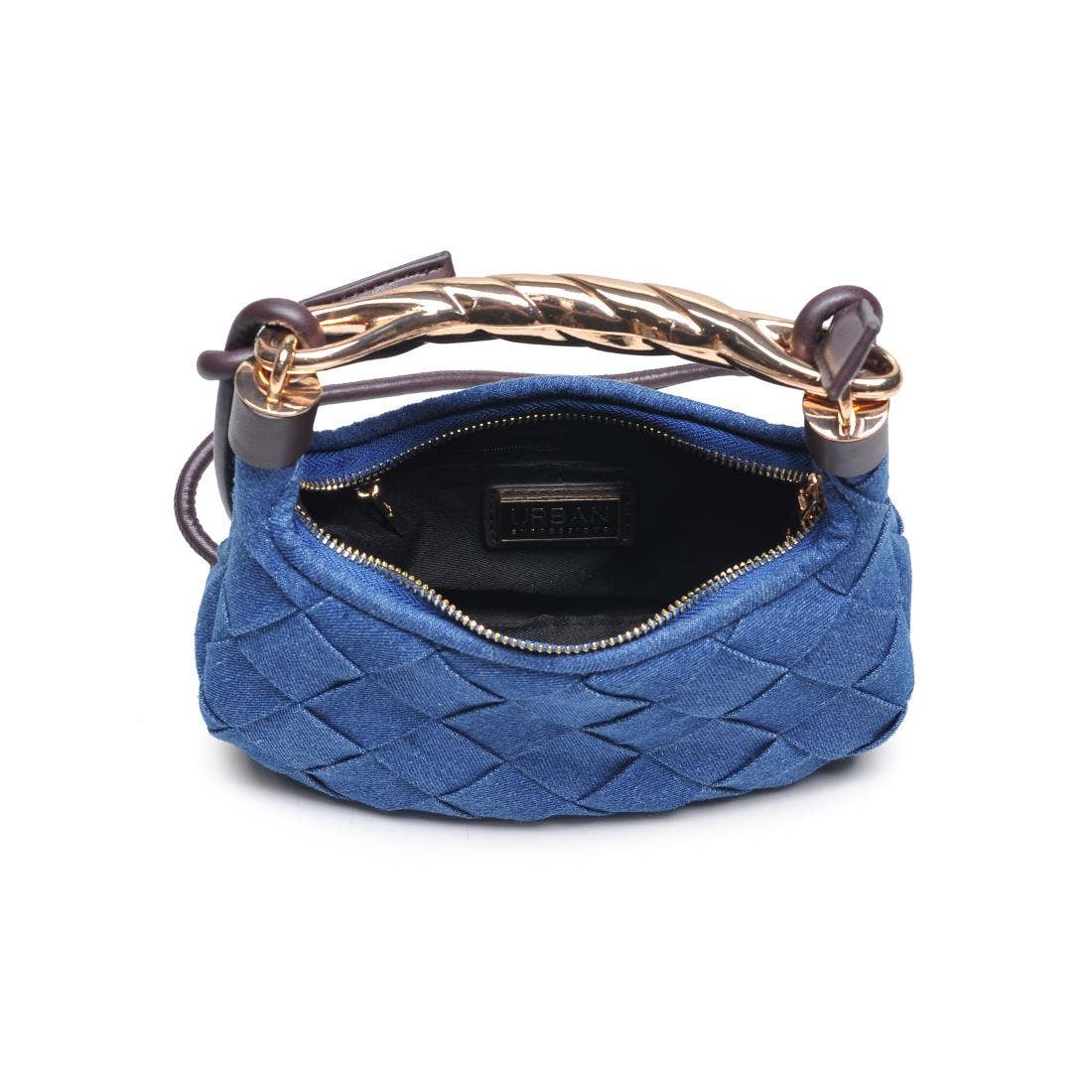 Yvette Woven Crossbody: Denim Brown