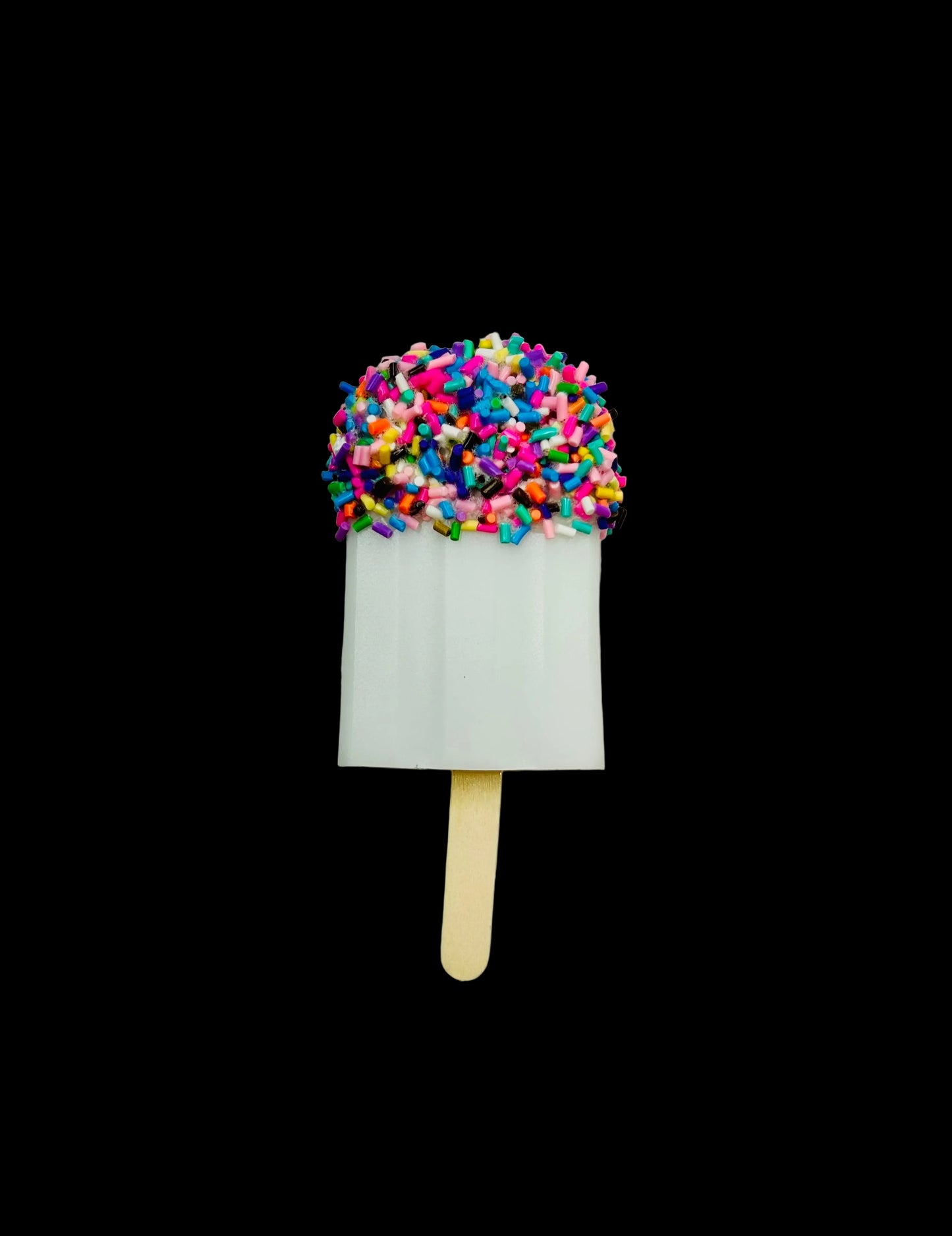 Resin and Acrylic Single Popsicle Art, 5 x 7, White with Rainbow Sprinkles (CIR002)