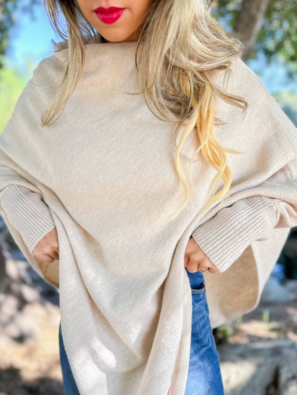 Knitted Poncho | Ivory
