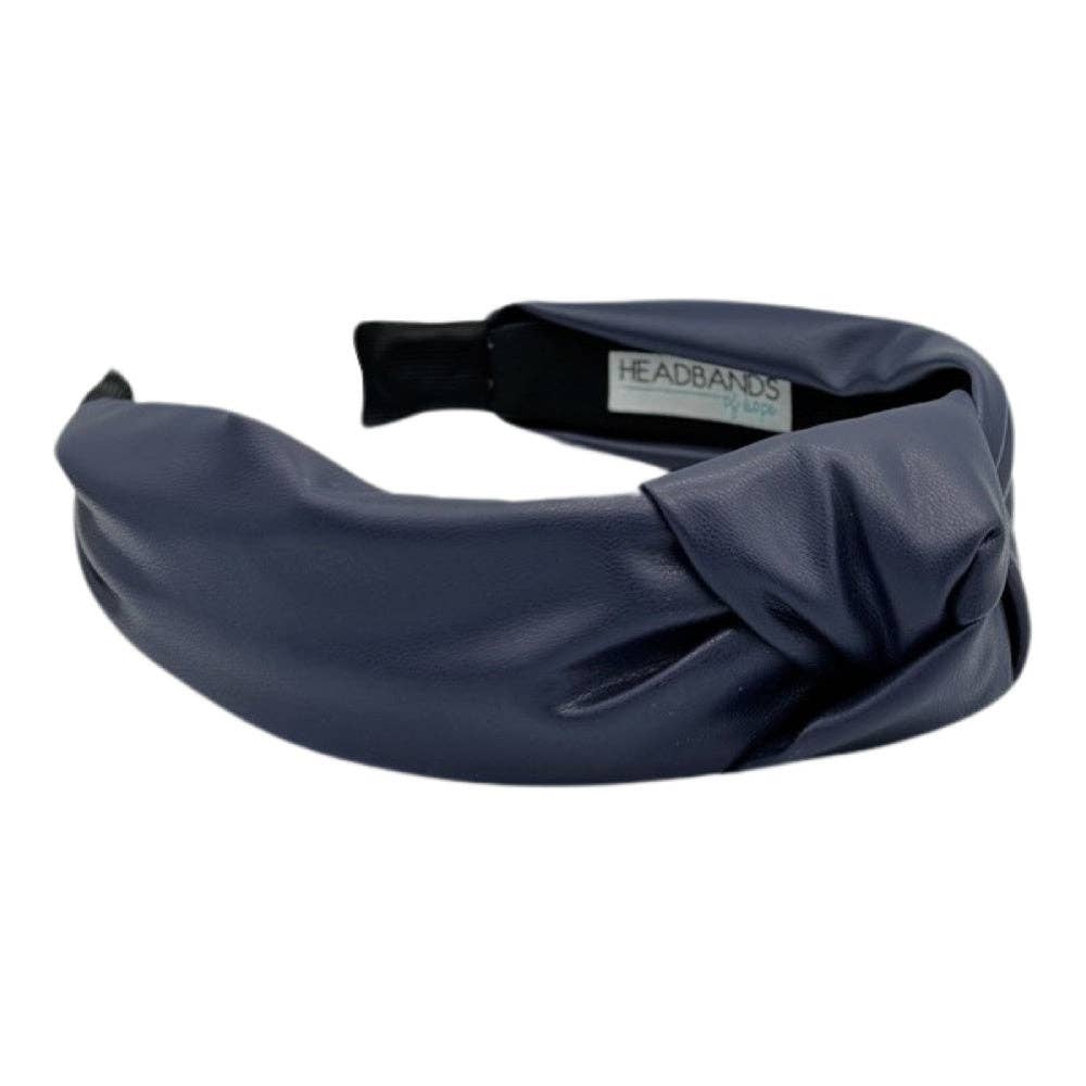 Navy Leather Headband