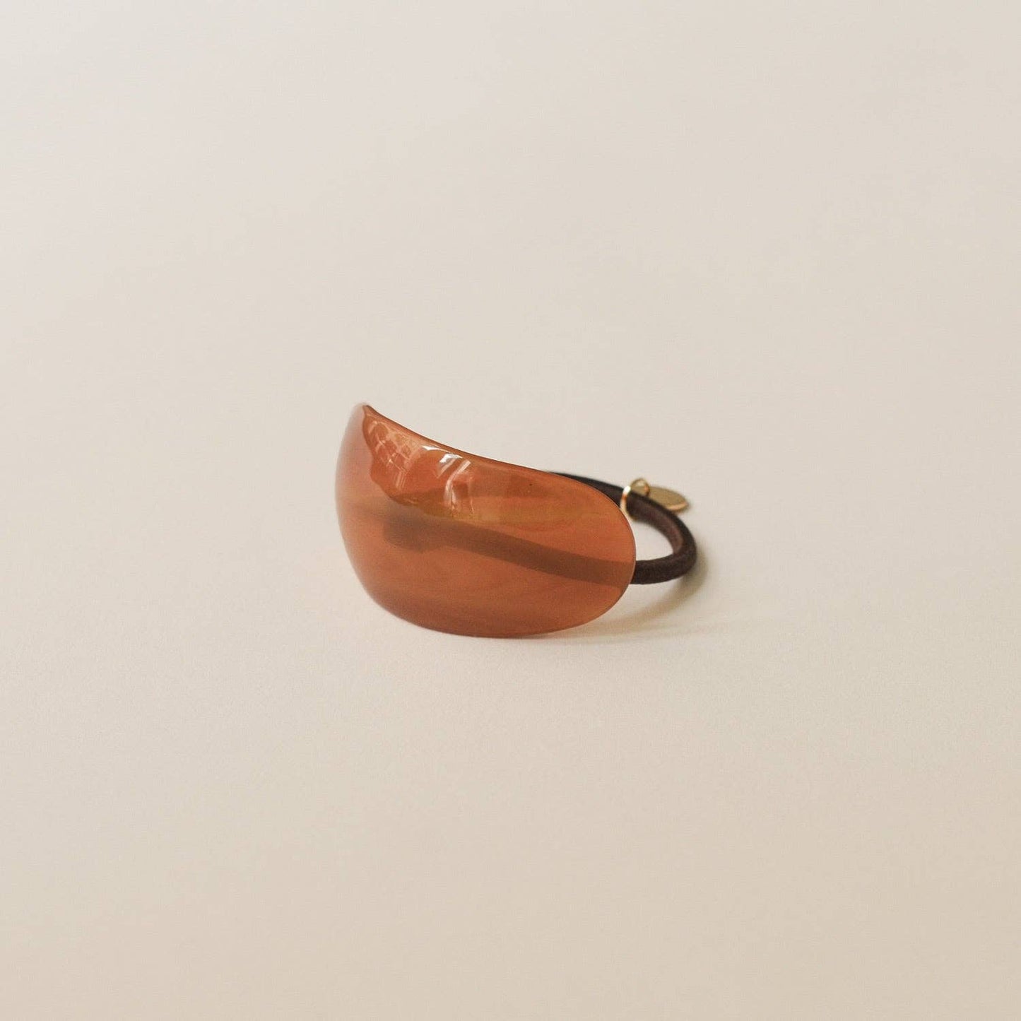 Curved Oval Resin Ponytail Hair Tie | Brown