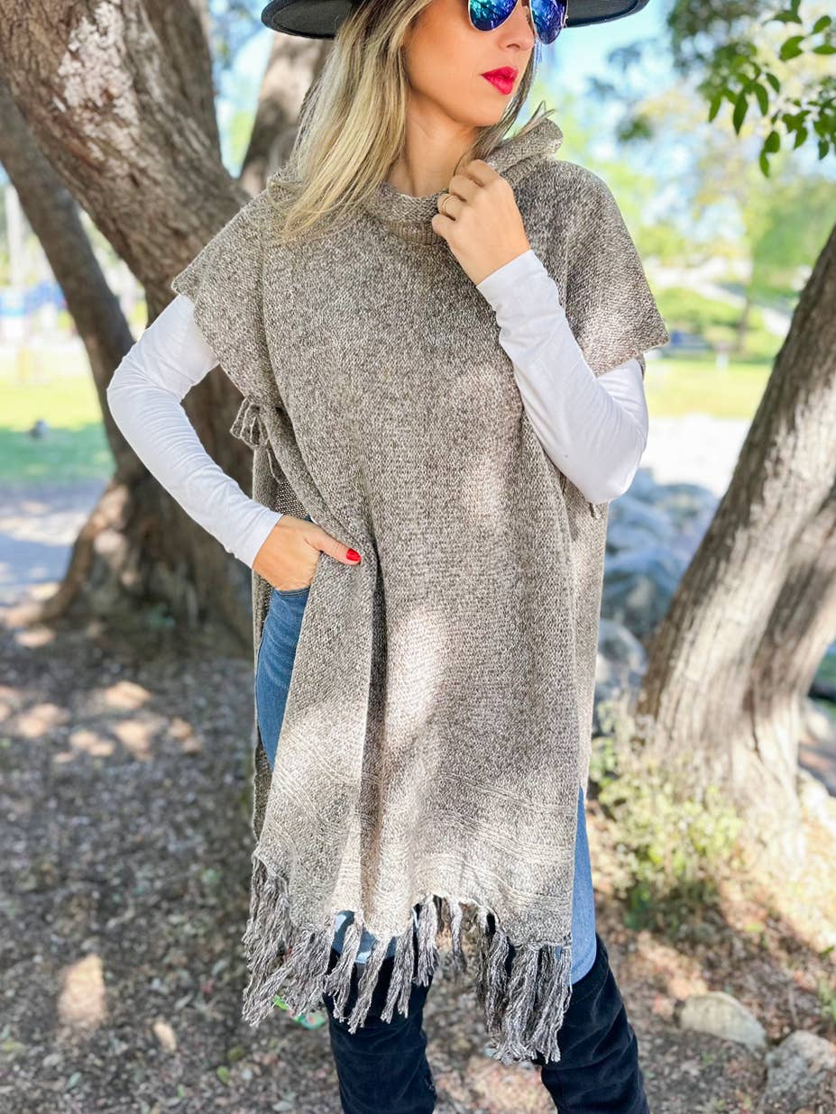 Turtleneck Poncho | Taupe