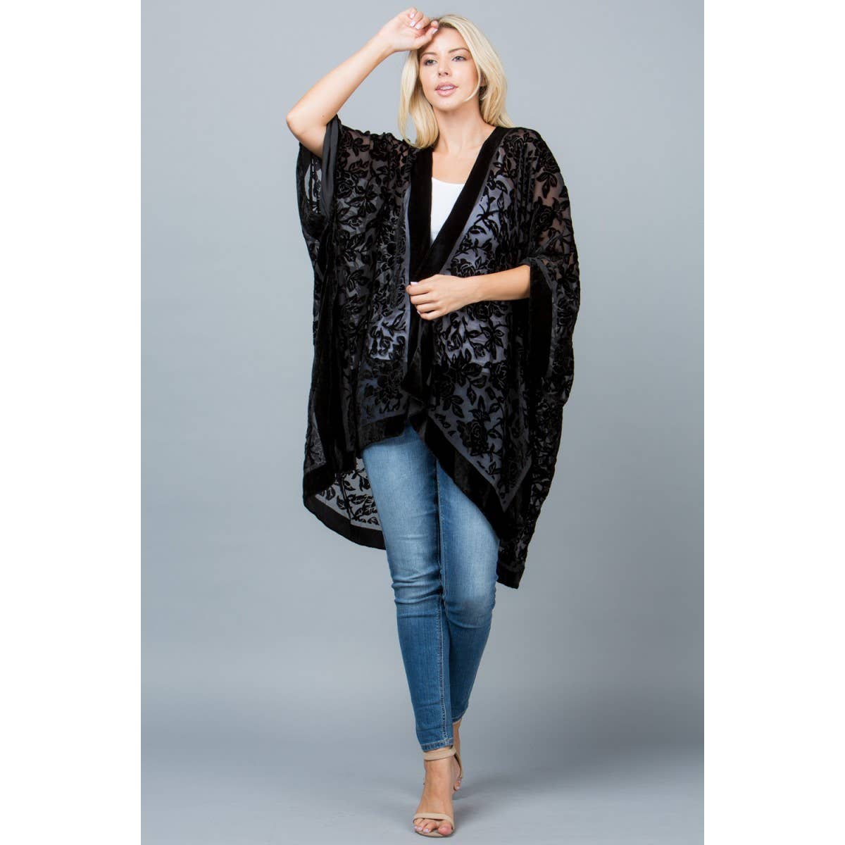 Kimono | Velvet Burnout | Black