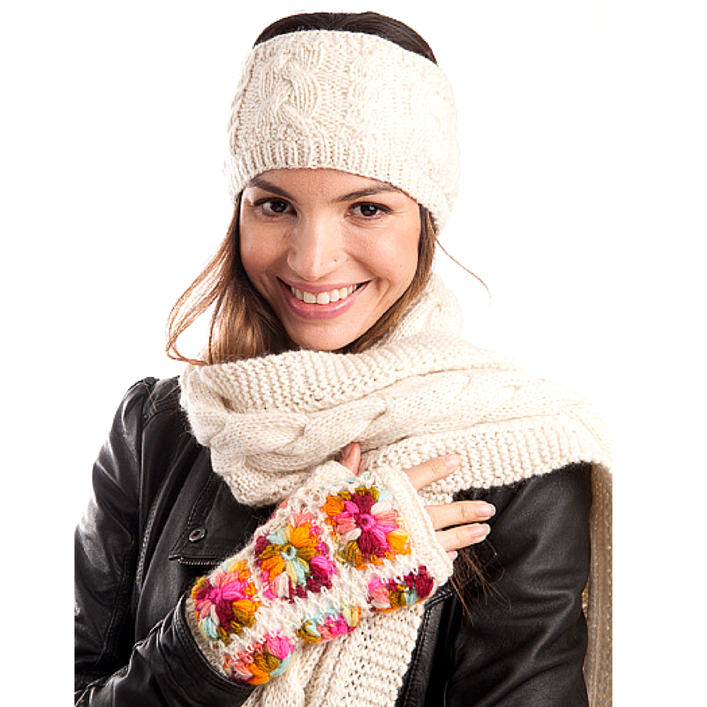 Crochet Handwarmers | White Multi