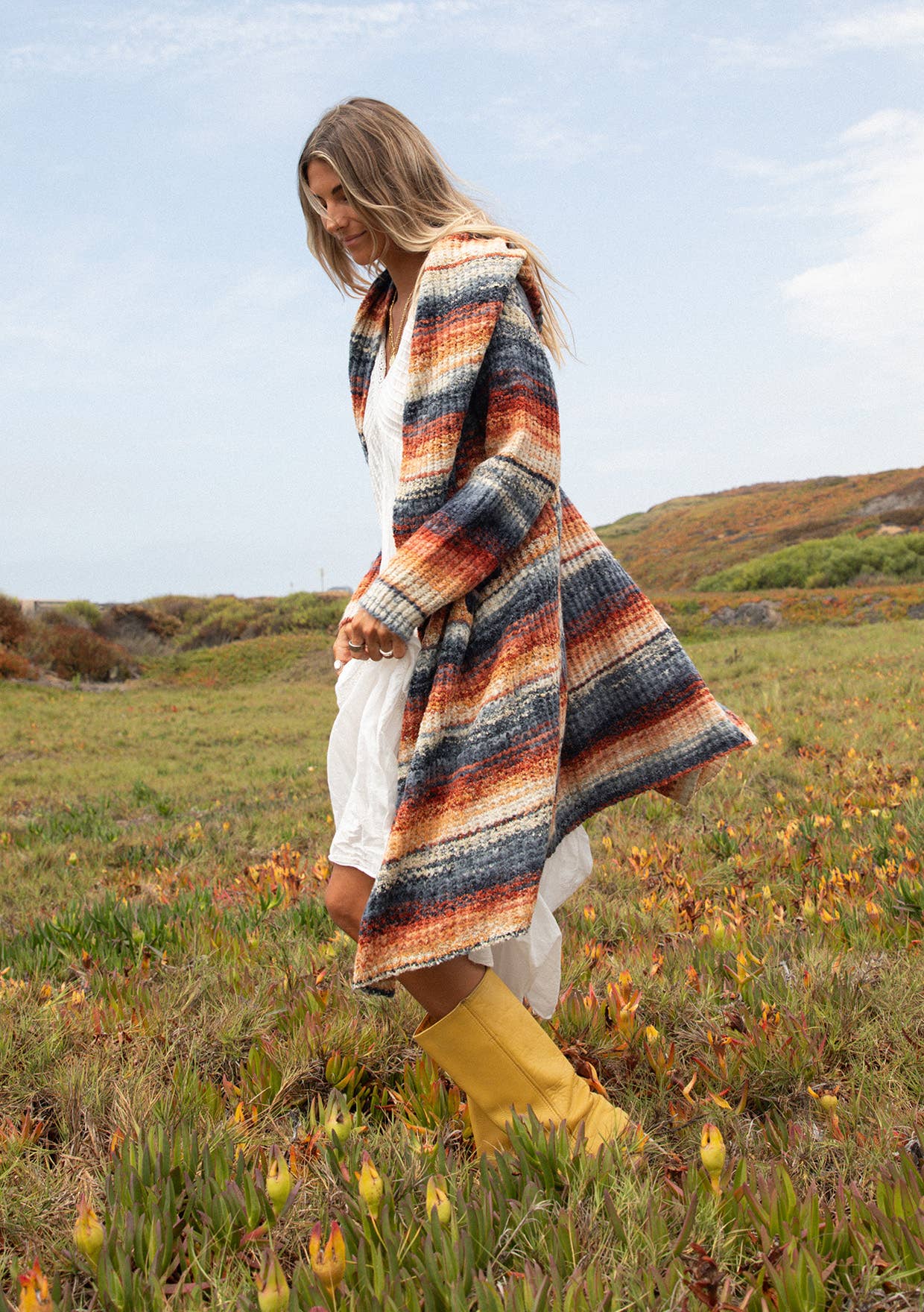 Hooded Sweater | Navy Stripe