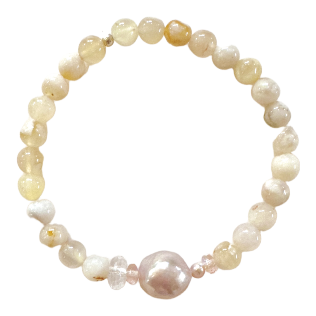 Bracelet | Cherry Blossom Agate | Purple Pearl | Topaz