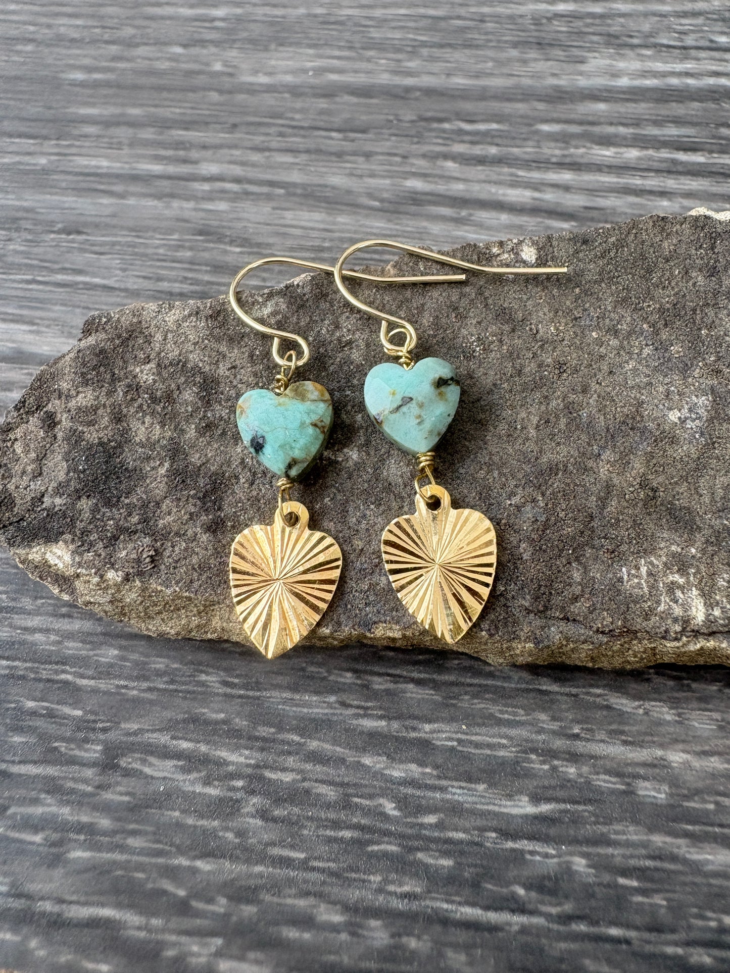 Earrings | Gold | Turquoise Hearts