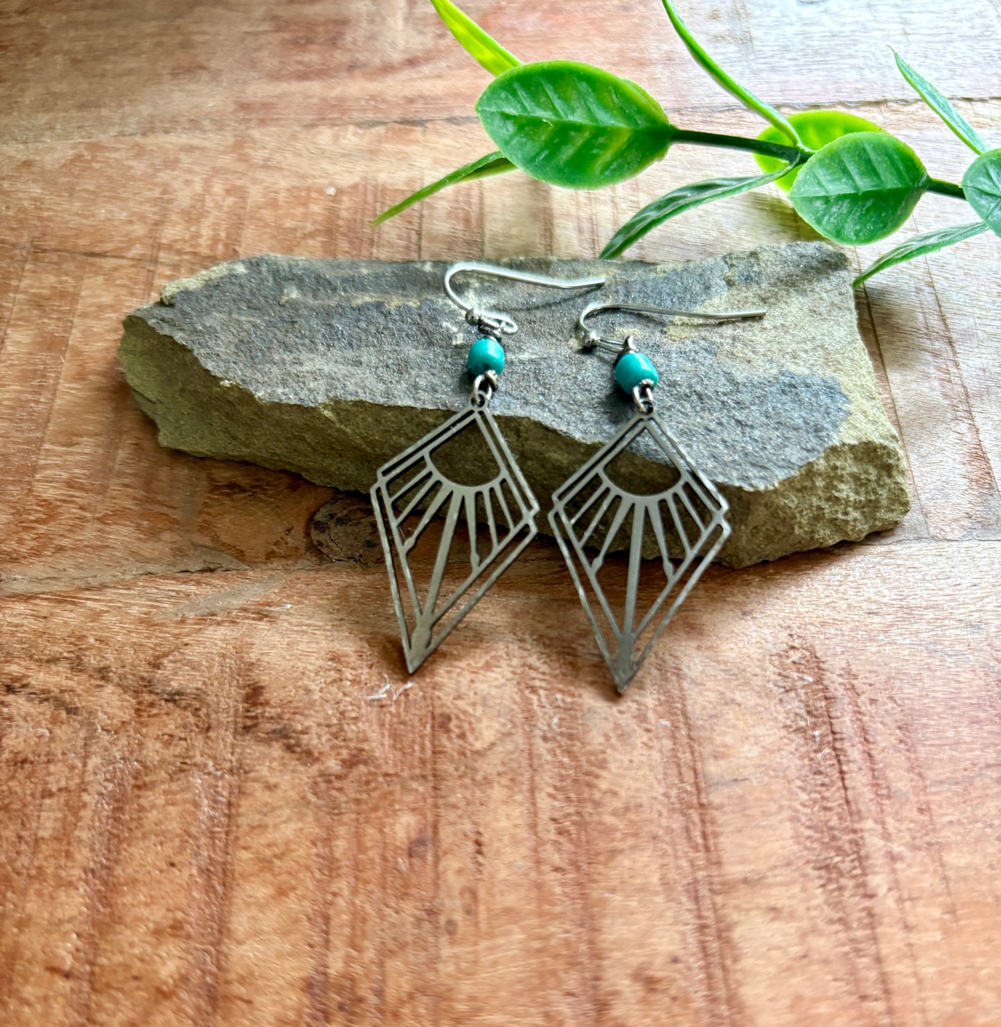 Handmade Earrings | Silver Prism Turquoise Drops
