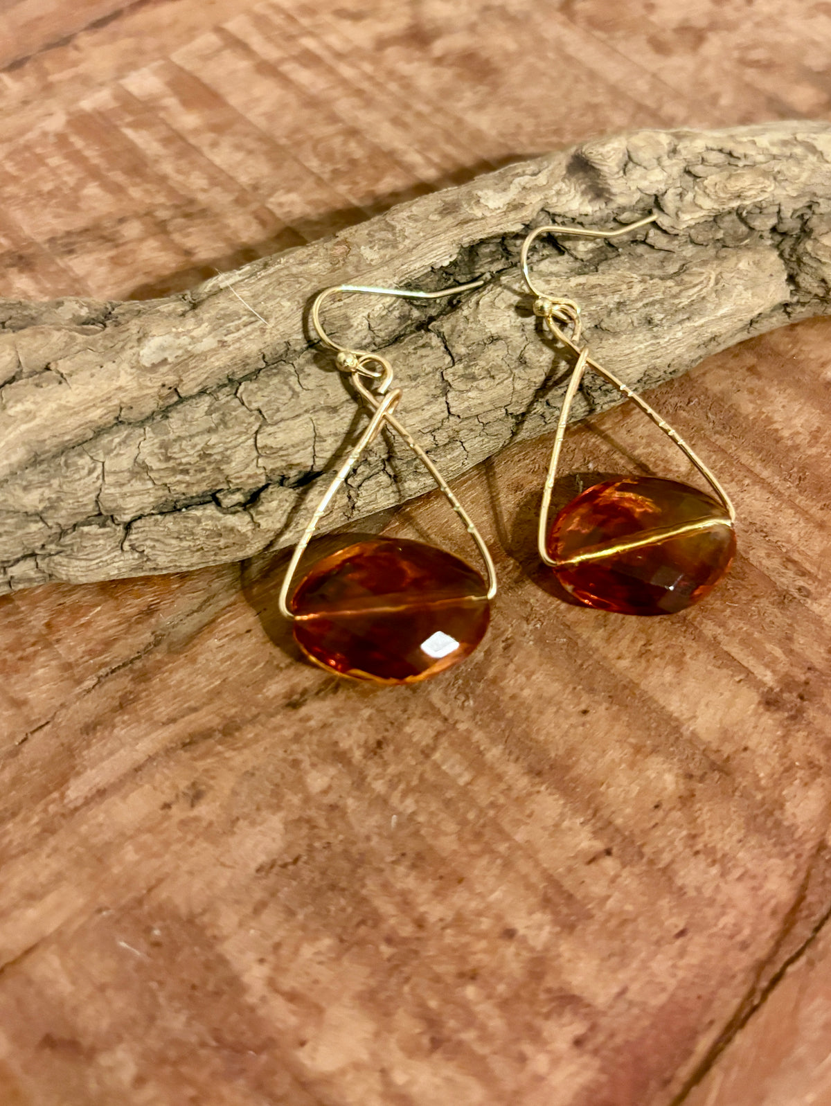 Handmade Earrings | Amber Triangle