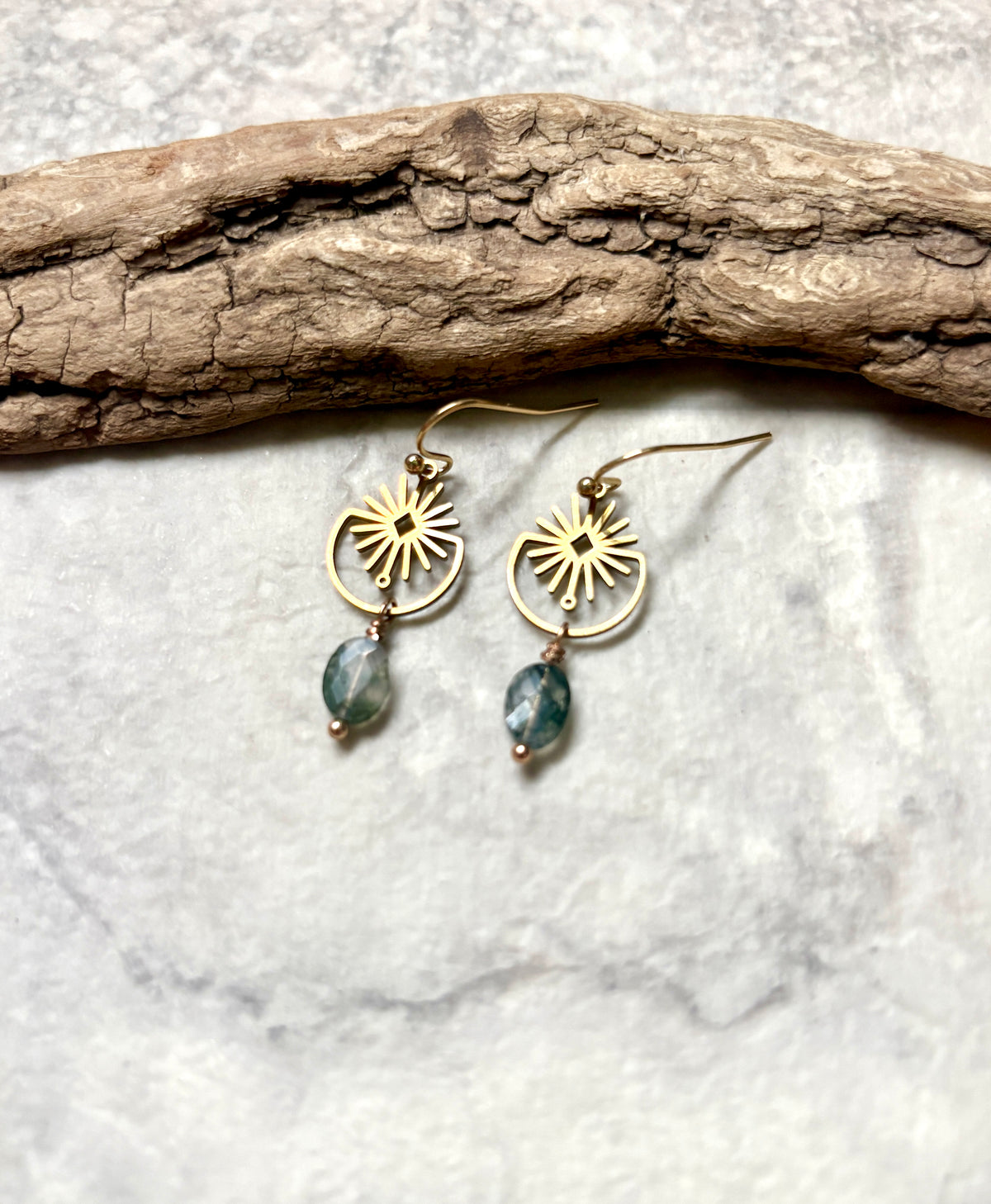 Handmade Earrings | Stone Gold Sunburst