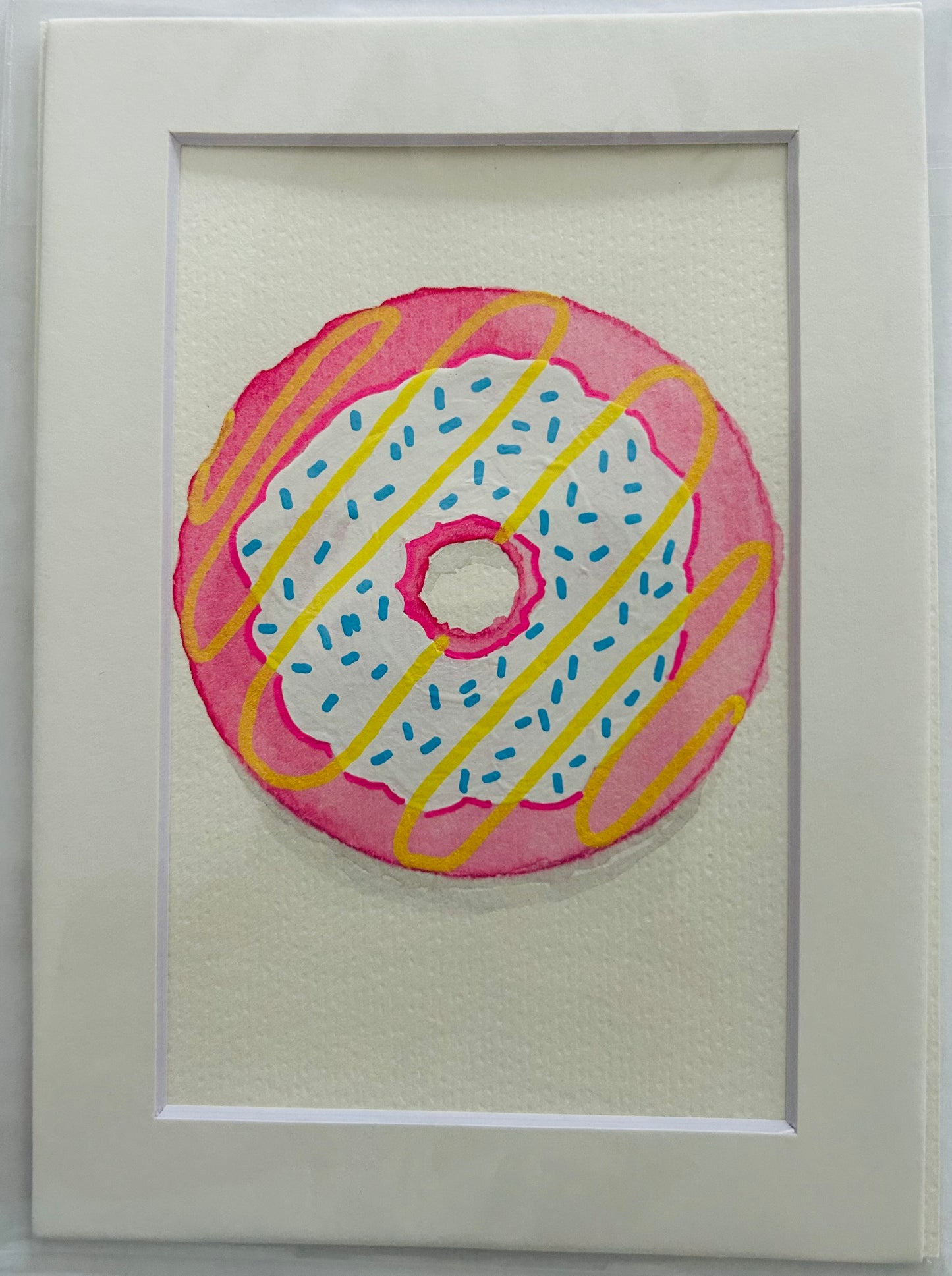 Mixed Media Donut Painting, 5x7