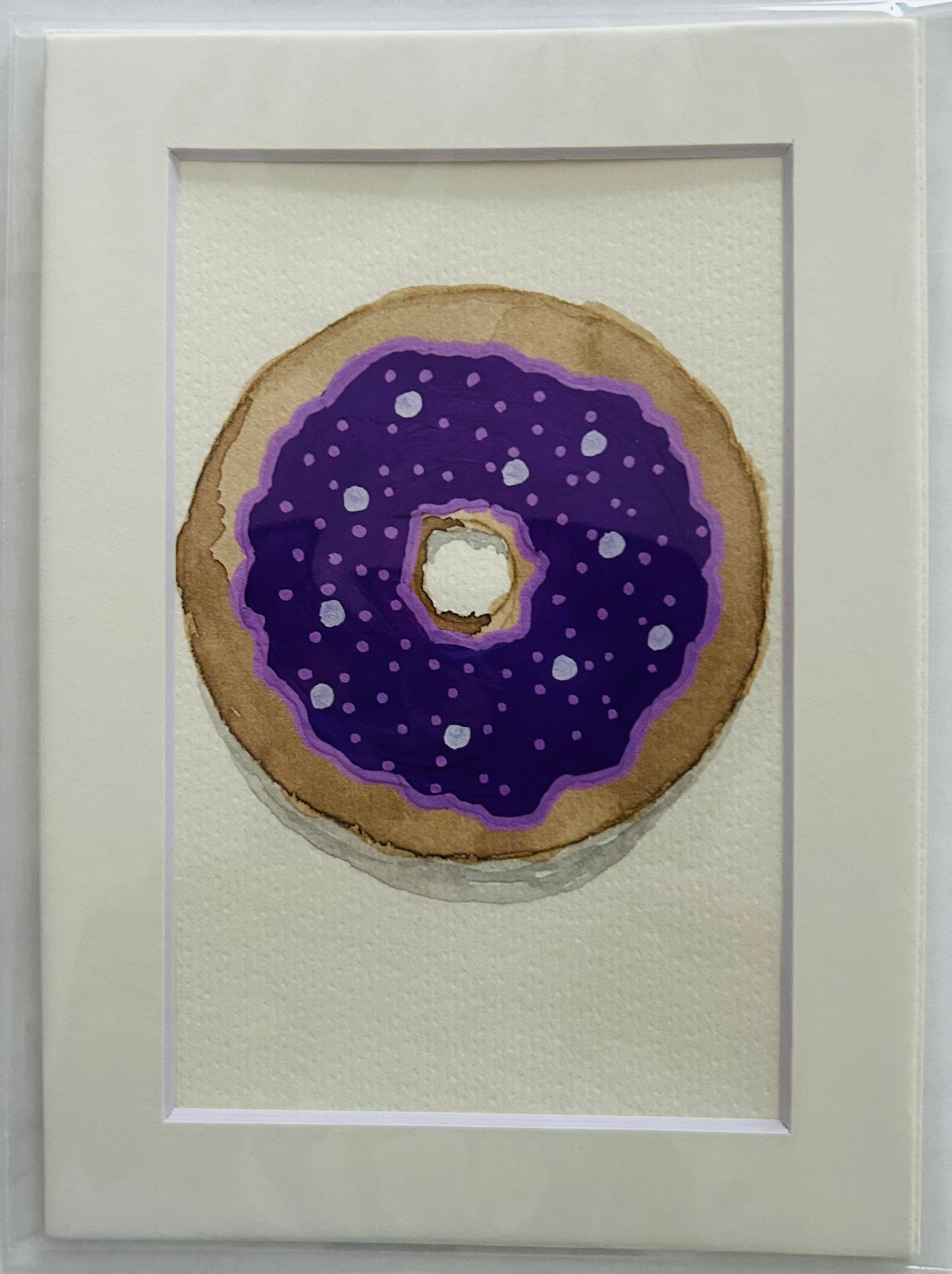 Mixed Media Donut Painting, 5x7