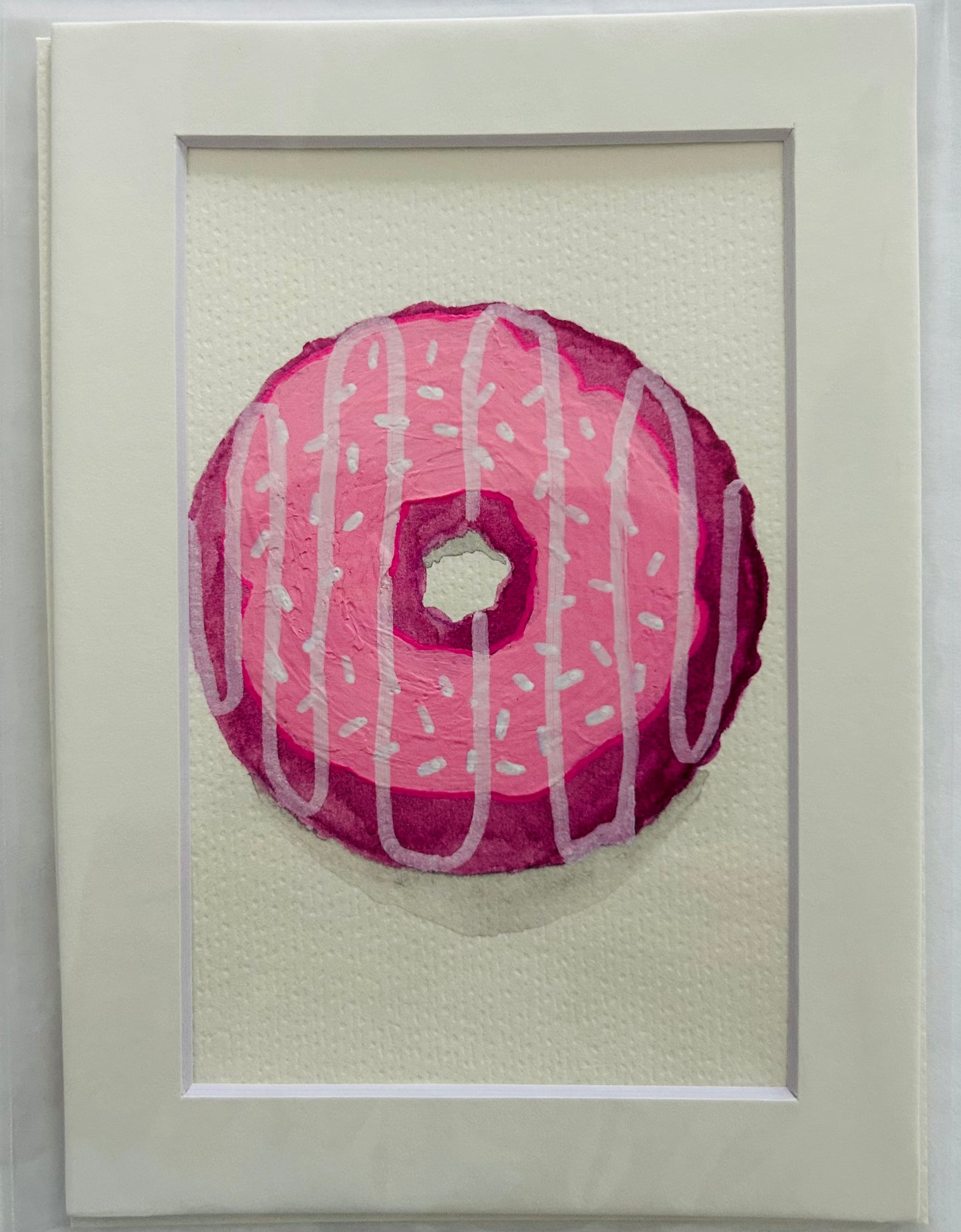 Mixed Media Donut Painting, 5x7