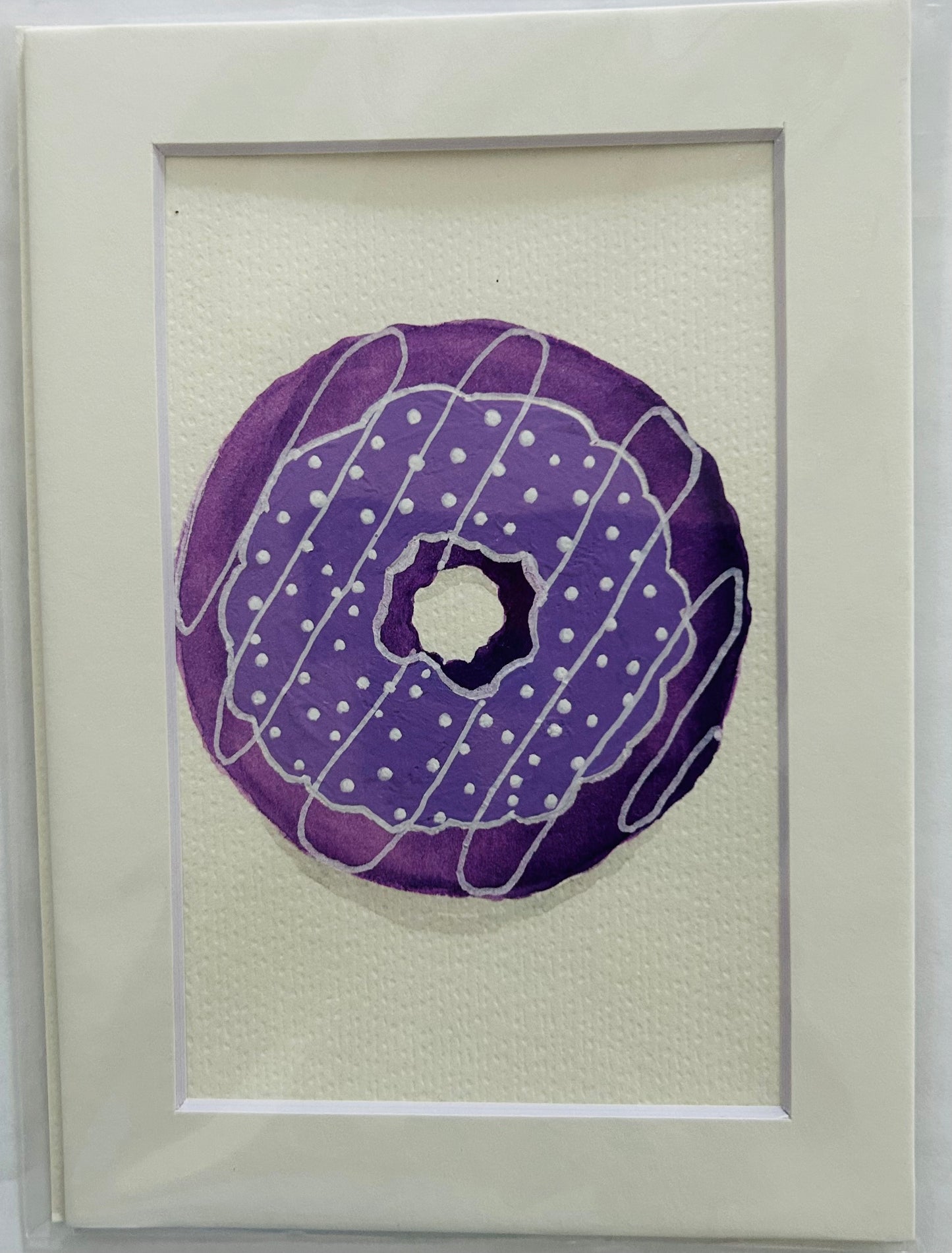 Mixed Media Donut Painting, 5x7