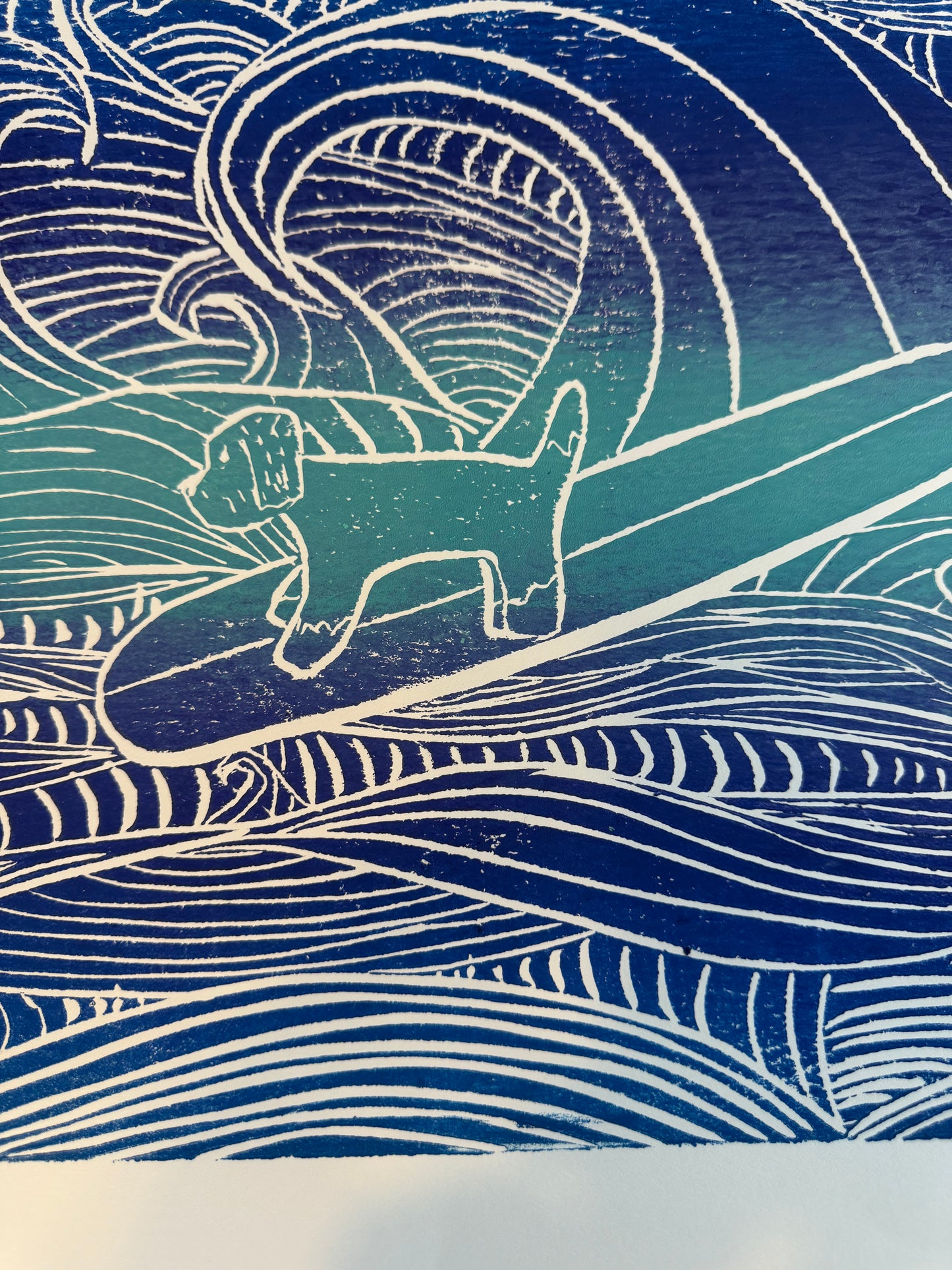 Doodle Waves Rider Block Print | 16" x 20"