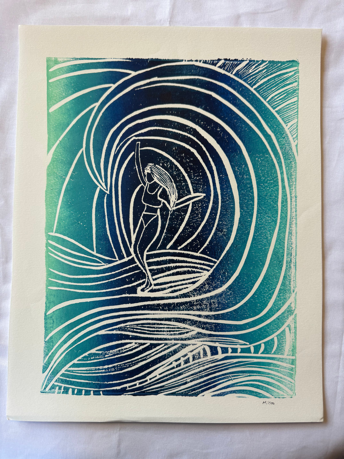Inside the Wave Block Print | 11" x 14"