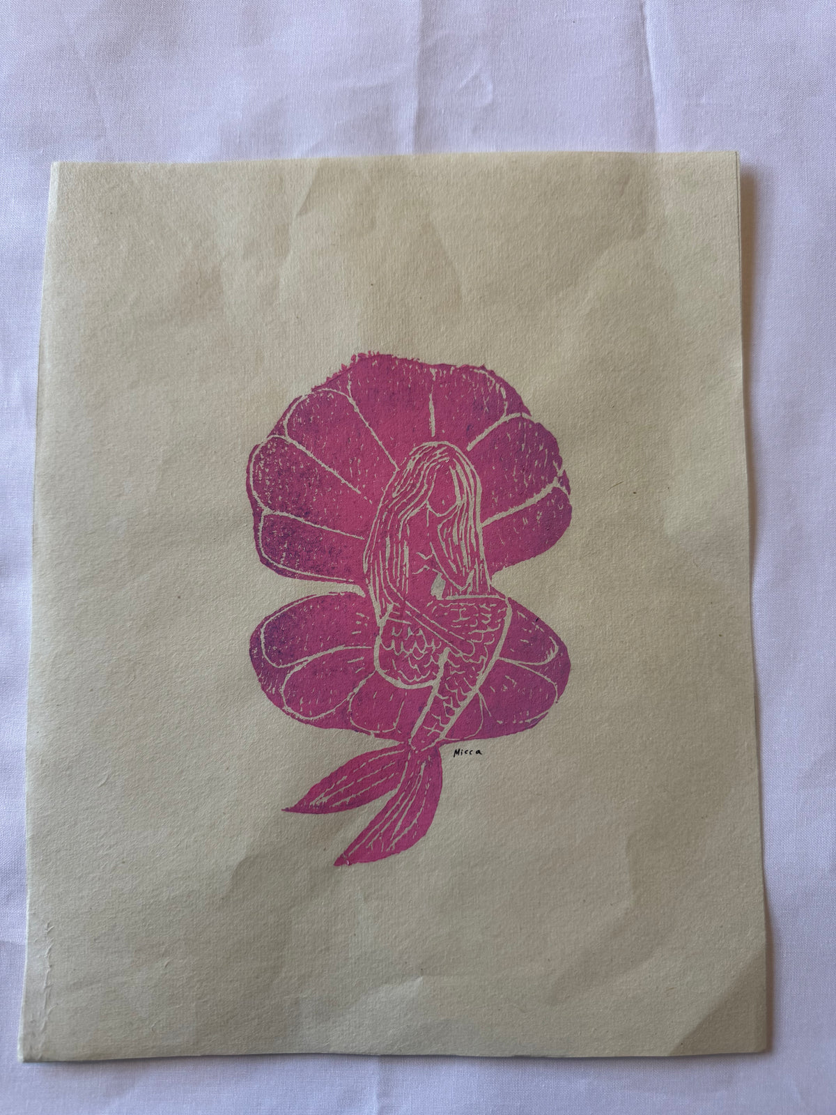 Mermaid Block Print | 8" x 10"