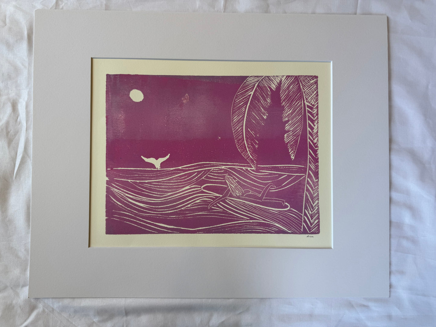 Moonlit Waves Block Print | 16" x 20"