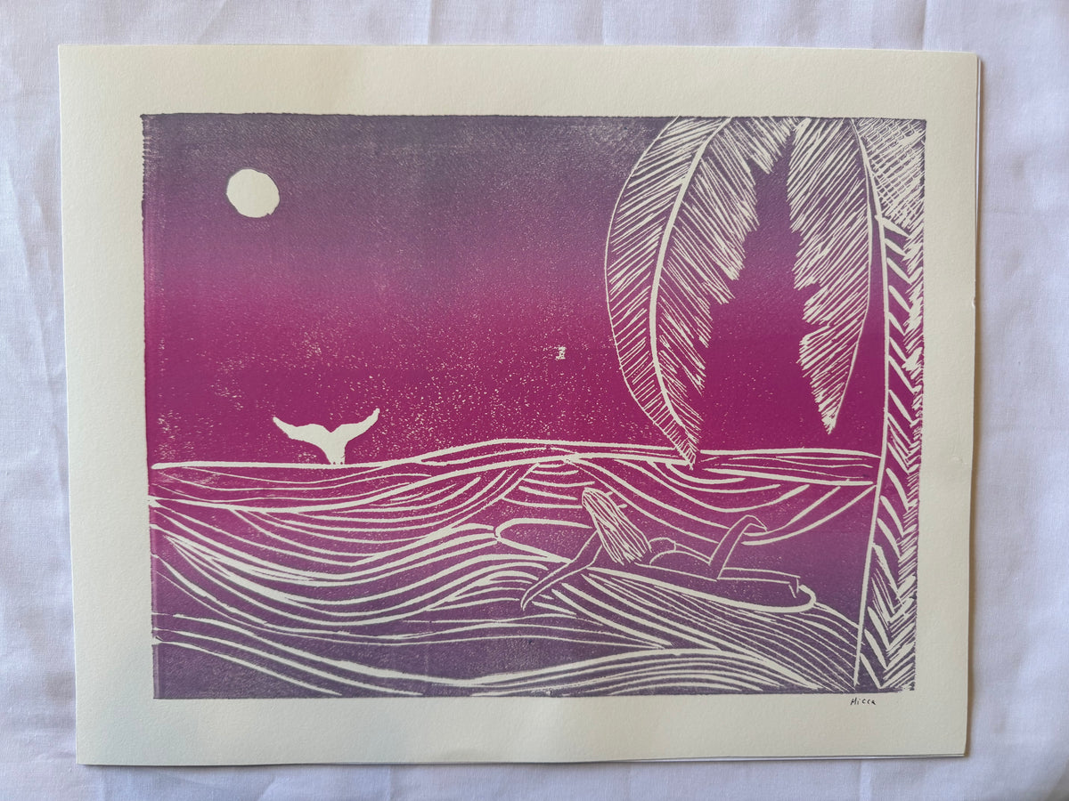 Moonlit Waves Block Print | 11" x 14"