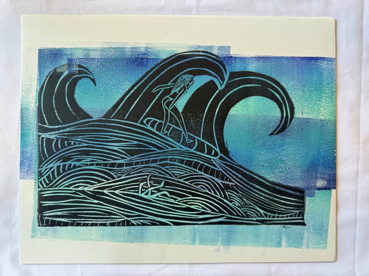 Wave Rider Block Print | 11" x 14"
