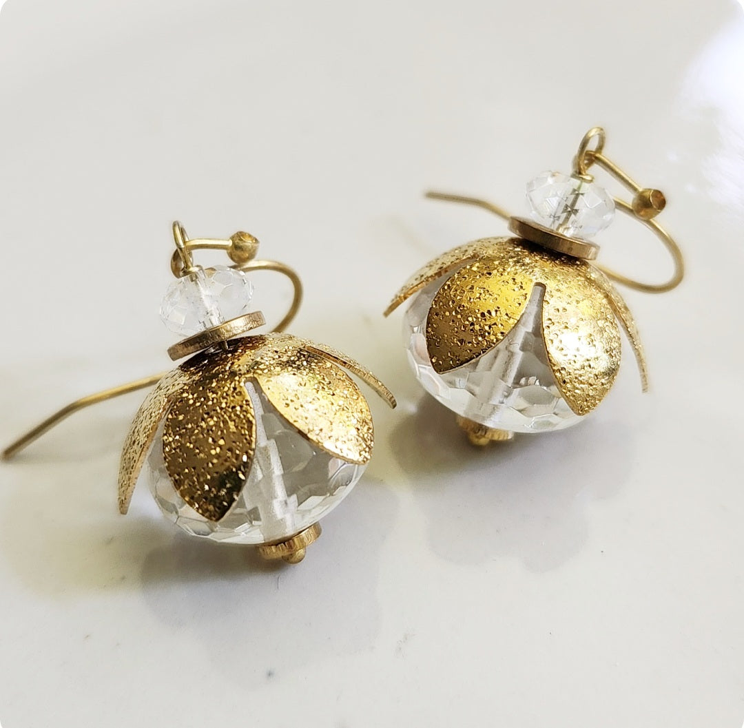 Quartz Flower Bauble Earrings