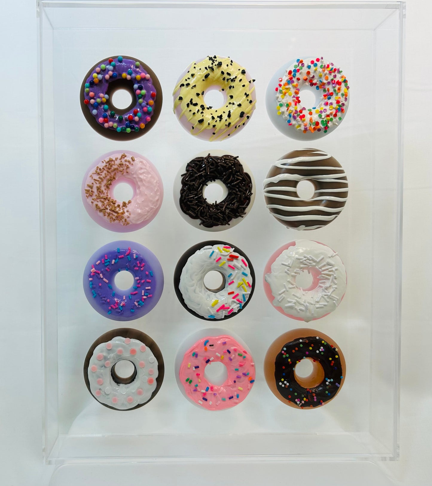 Resin and Acrylic 12 Donut Art, 11 x 14, Multi-Color (2)